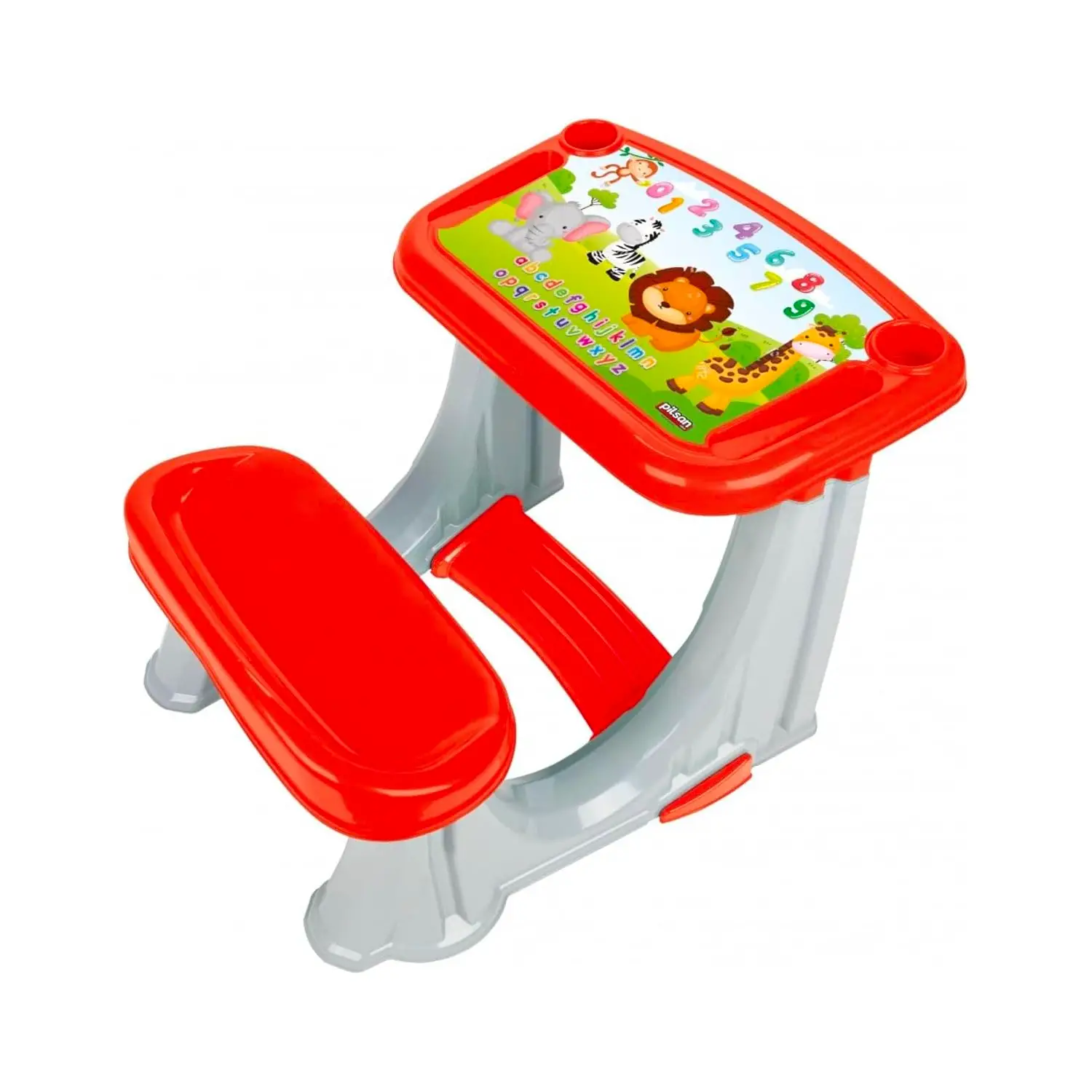 Banco Scuola per Bambini con Scrivania Integrata per Studio e Gioco, Rosso - Cucine e gioco simbolico
