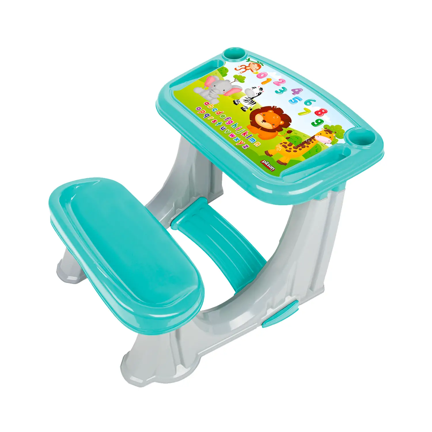 Banco Scuola per Bambini con Scrivania Integrata per Studio e Gioco, Turchese - Cucine e gioco simbolico