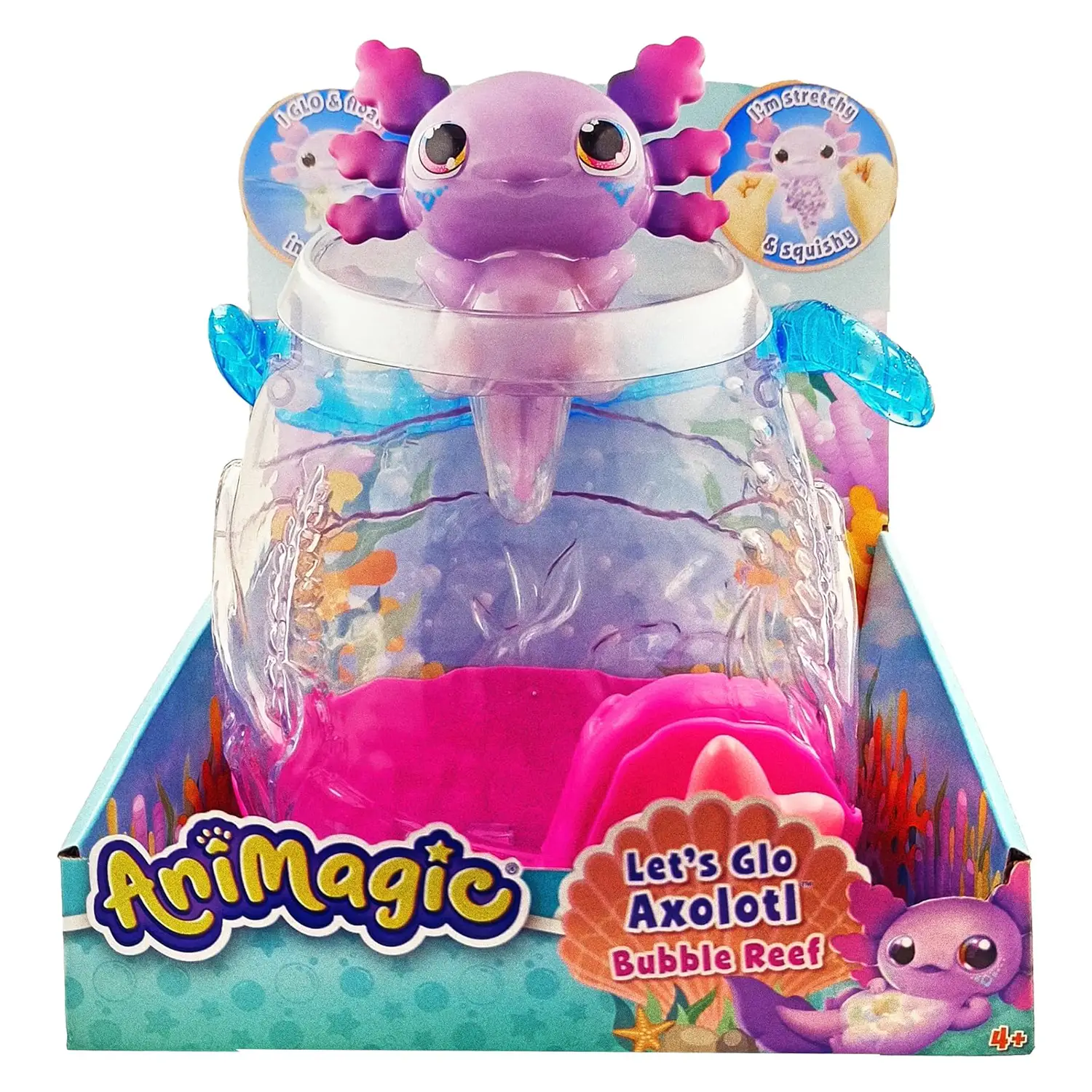 Animagic Let's Glo Axolotl Aquarium Bubble Reef - collezionabili bambina