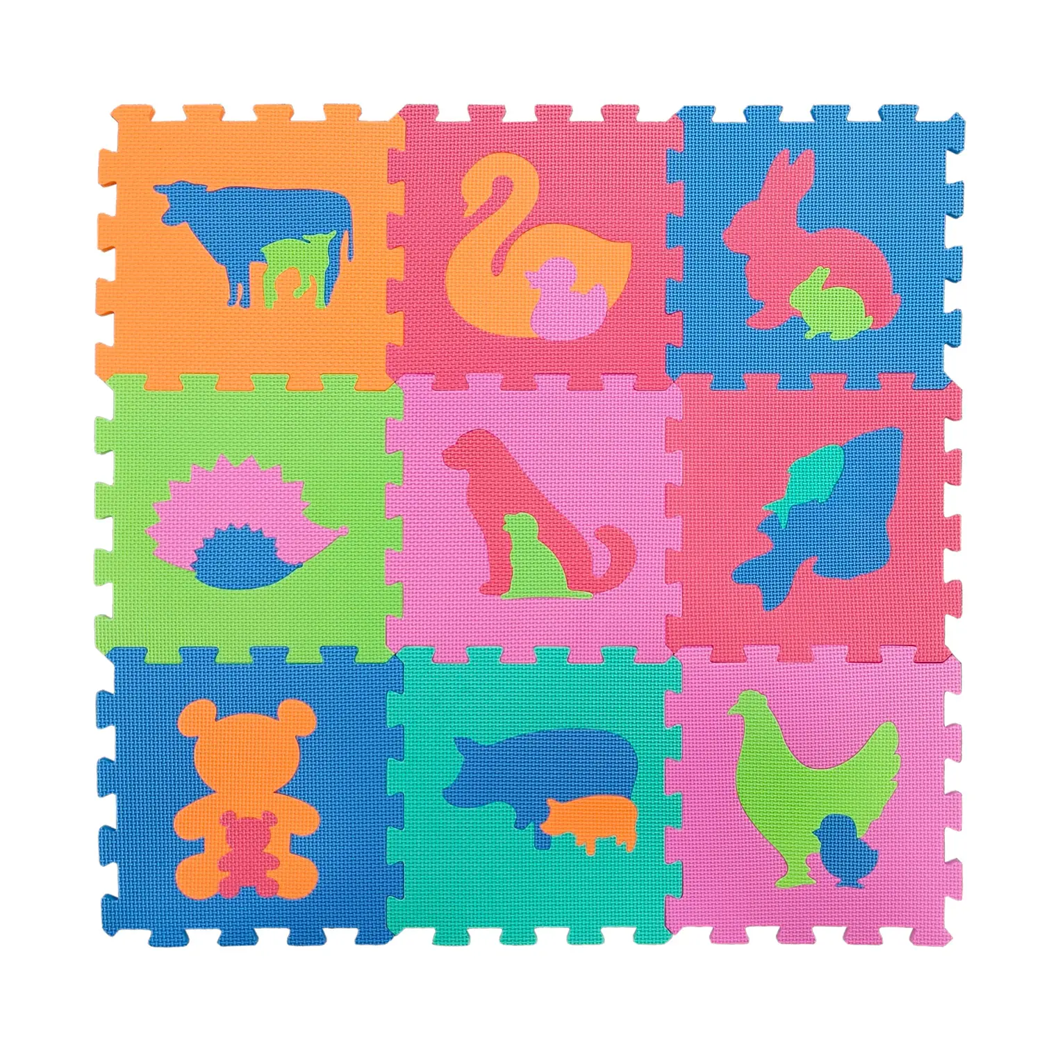 Tappetino Eva Puzzle Mat Animali – 9 Pezzi (30x30 cm, Spessore 1 cm) - Tappeti per il gioco