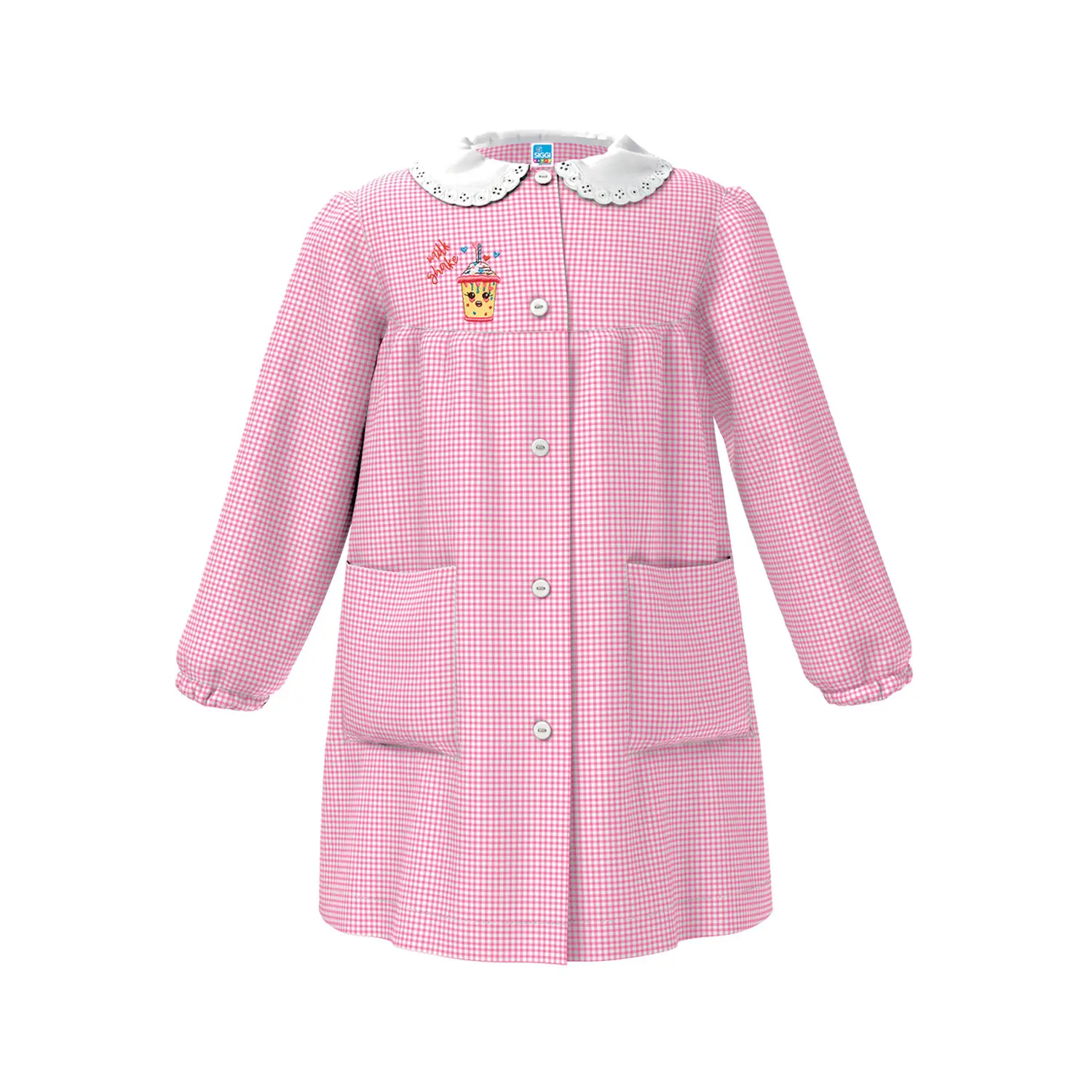 Grembiule Bambina Asilo Milk Shake Quadrettato Rosa 5 Anni - grembiuli scolastici
