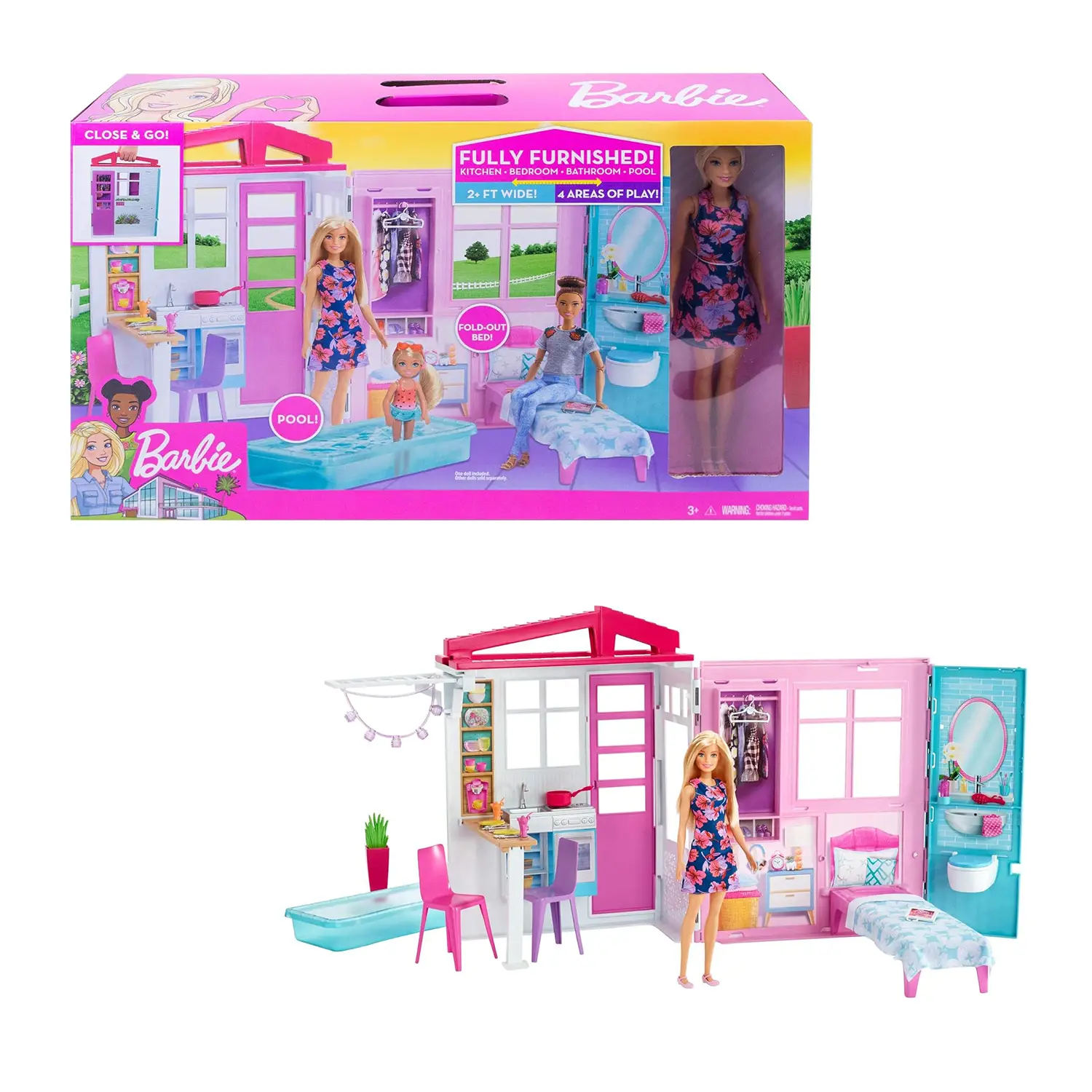 Barbie Loft con Bambola - Casa Portatile 1 Piano e Piscina GWY84 - Ora a un Prezzo Super Scontato! - collezionabili bambina