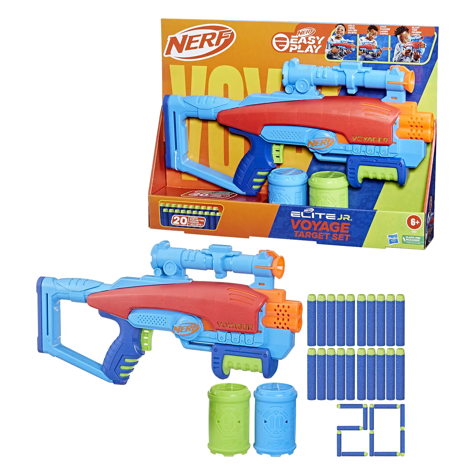 Nerf Elite 2.0 Jr Voyage Target Set - Blaster con Bersaglio - armi soldatini