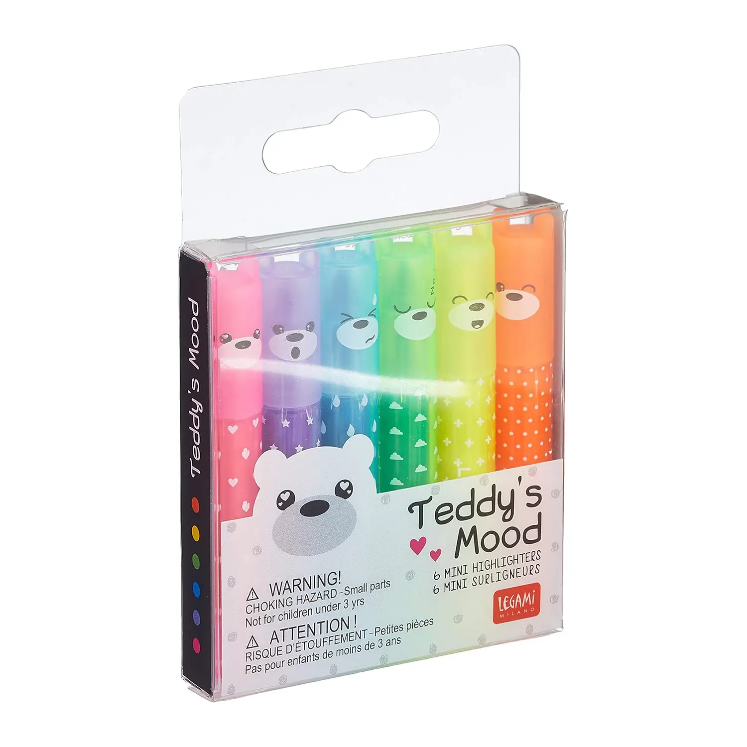Set di 6 mini evidenziatori Teddy's Mood - legami