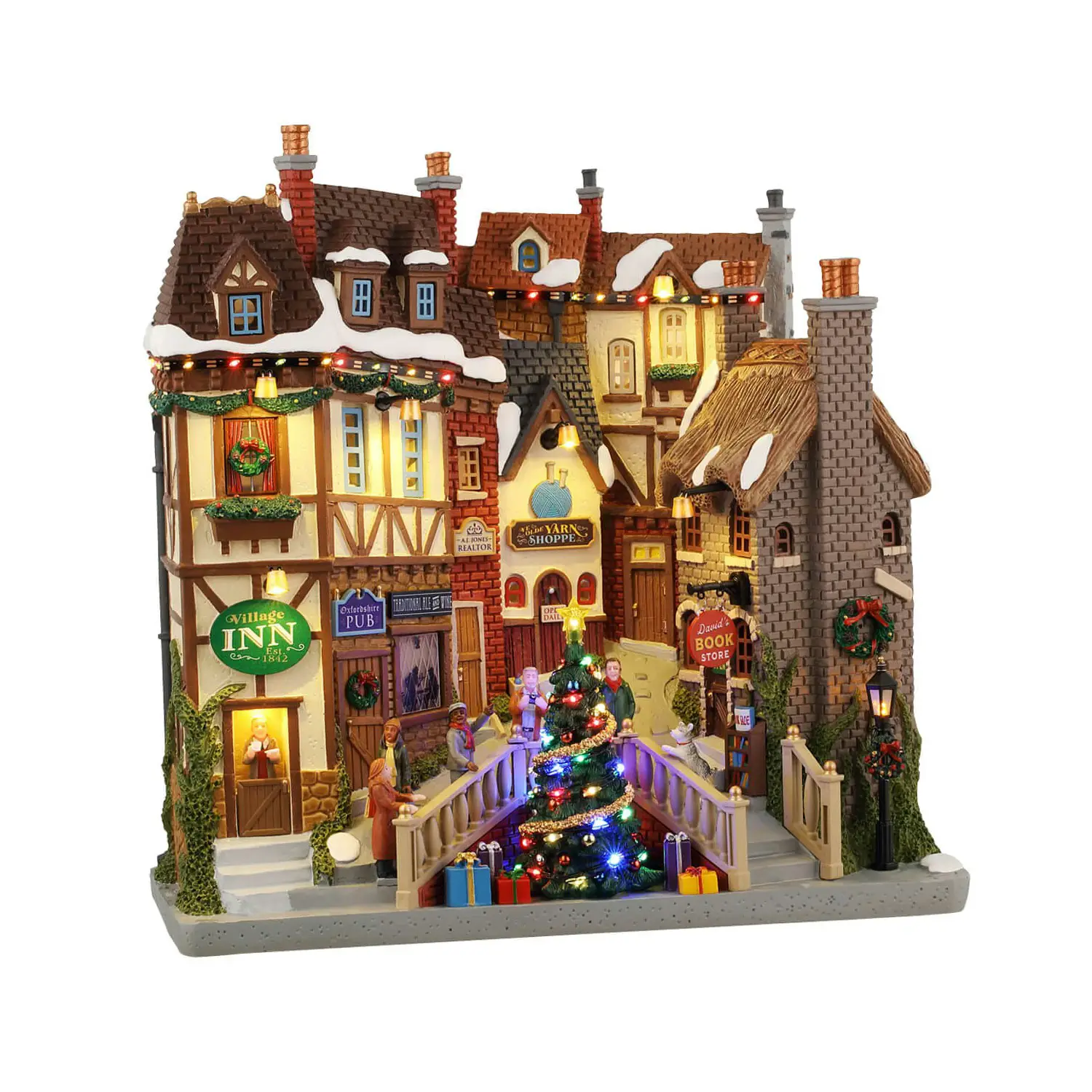 Lemax Oxfordshire Village 45225 – Facciata Natalizia Luminosa con Negozi Caddington Village - scene e villaggi
