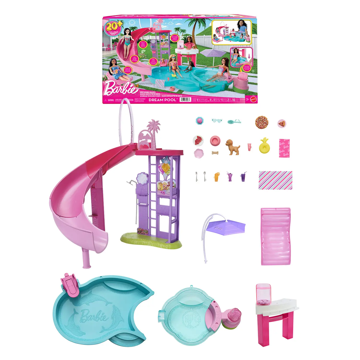 Barbie Piscina Dei Sogni con Scivolo, Idromassaggio e Accessori - collezionabili bambina