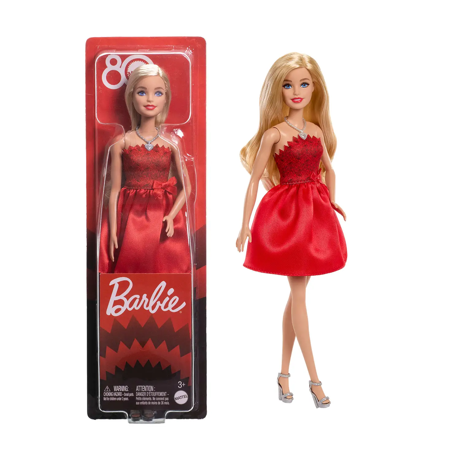 Barbie Anniversario Mattel 80° con Abito Rosso Rubino - collezionabili bambina