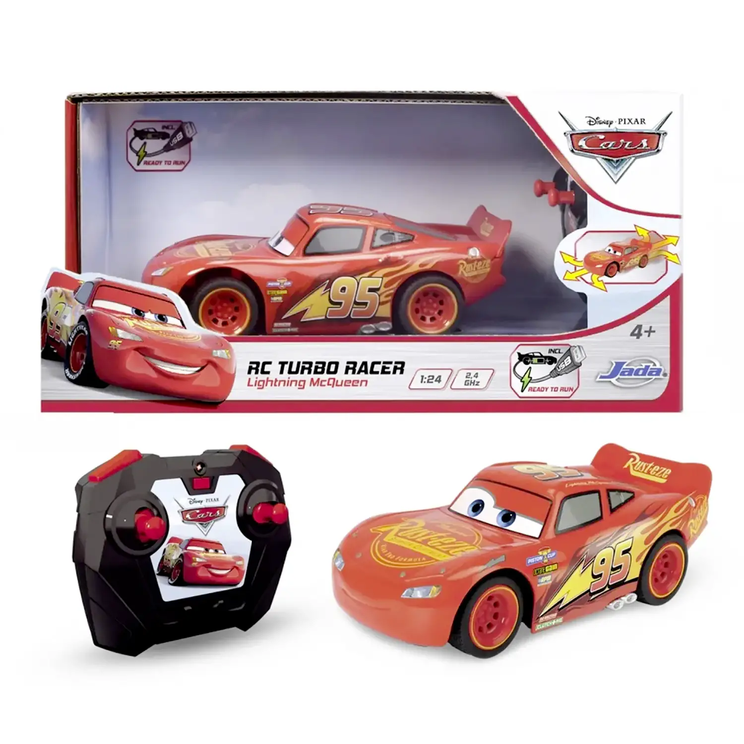 Cars 3 Saetta McQueen Turbo Racer Radiocomandato Scala 1:24 - radiocomandi