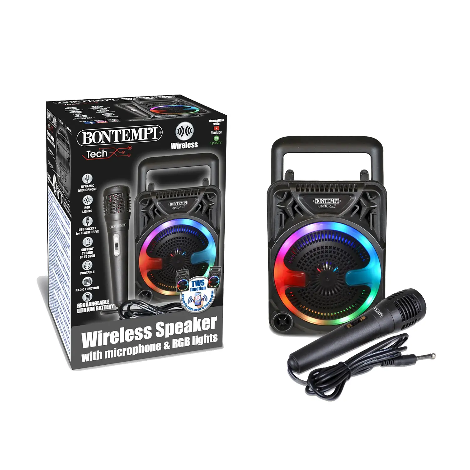 Mini Amplificatore Speaker Wireless con Microfono e Luci RGB TWS - Sistemi audio