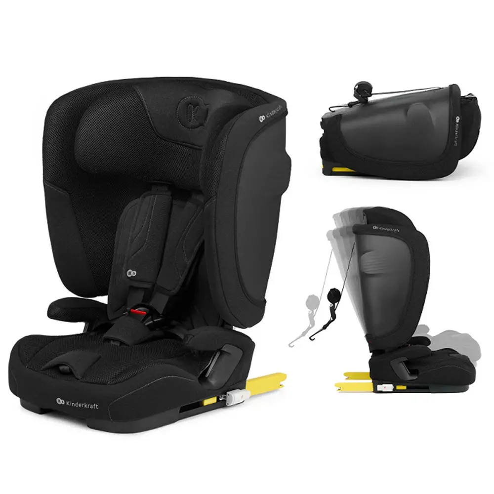Seggiolino auto FIX2GO Black con Sensore elettronico di installazione SAFERIDE SENSOR - bambini 76-150 cm (15m-12anni)
