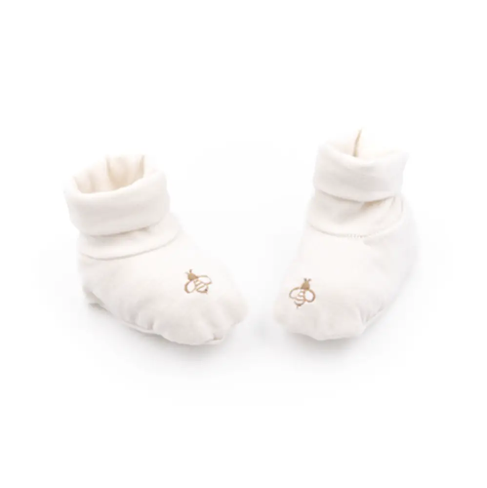 Babbucce Neonato Bees Bamboom Panna in Morbide Cotone -