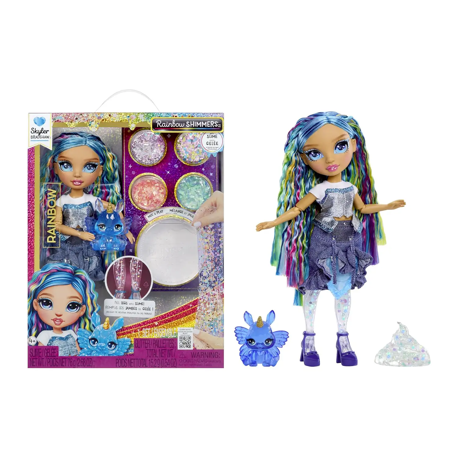 Rainbow High Rainbow Shimmers Con Slime Fashion Doll - Skyler Blu - collezionabili bambina