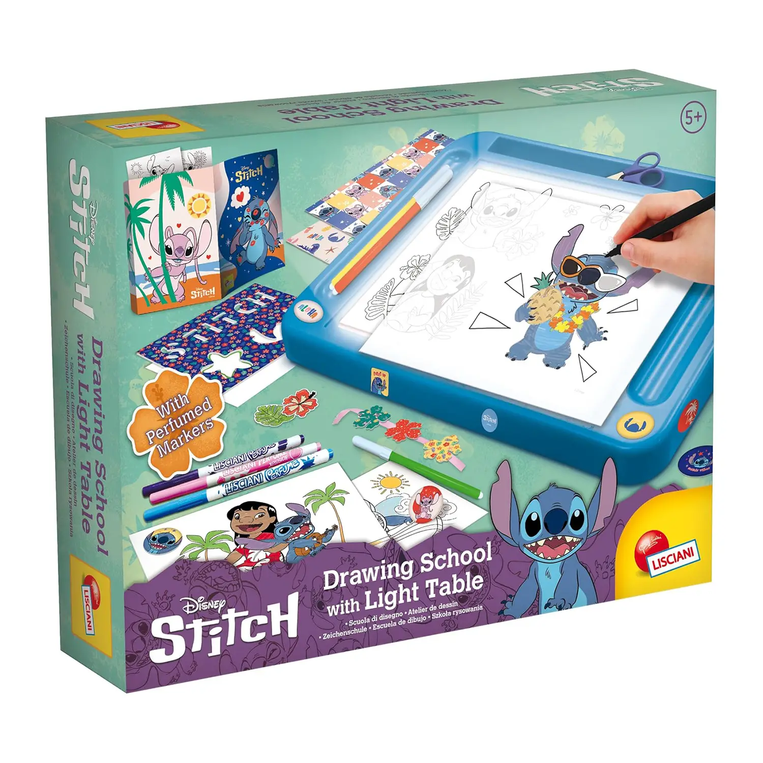 Stitch Drawing School – Tavolino Luminoso con Stencil e Pennarelli - creatività