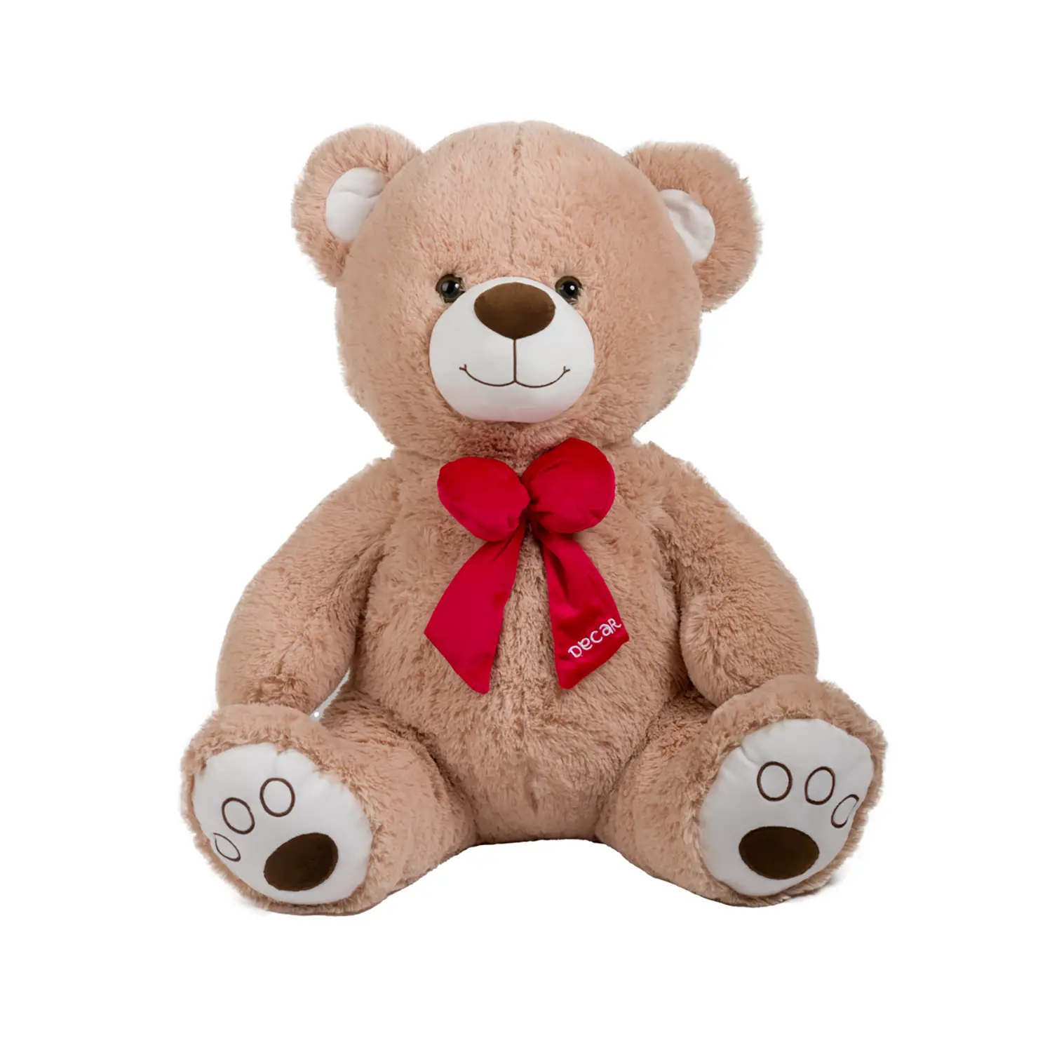 Peluche Orso Seduto Beige Con Fiocco Rosso 55Cm - peluches 0/36 mesi
