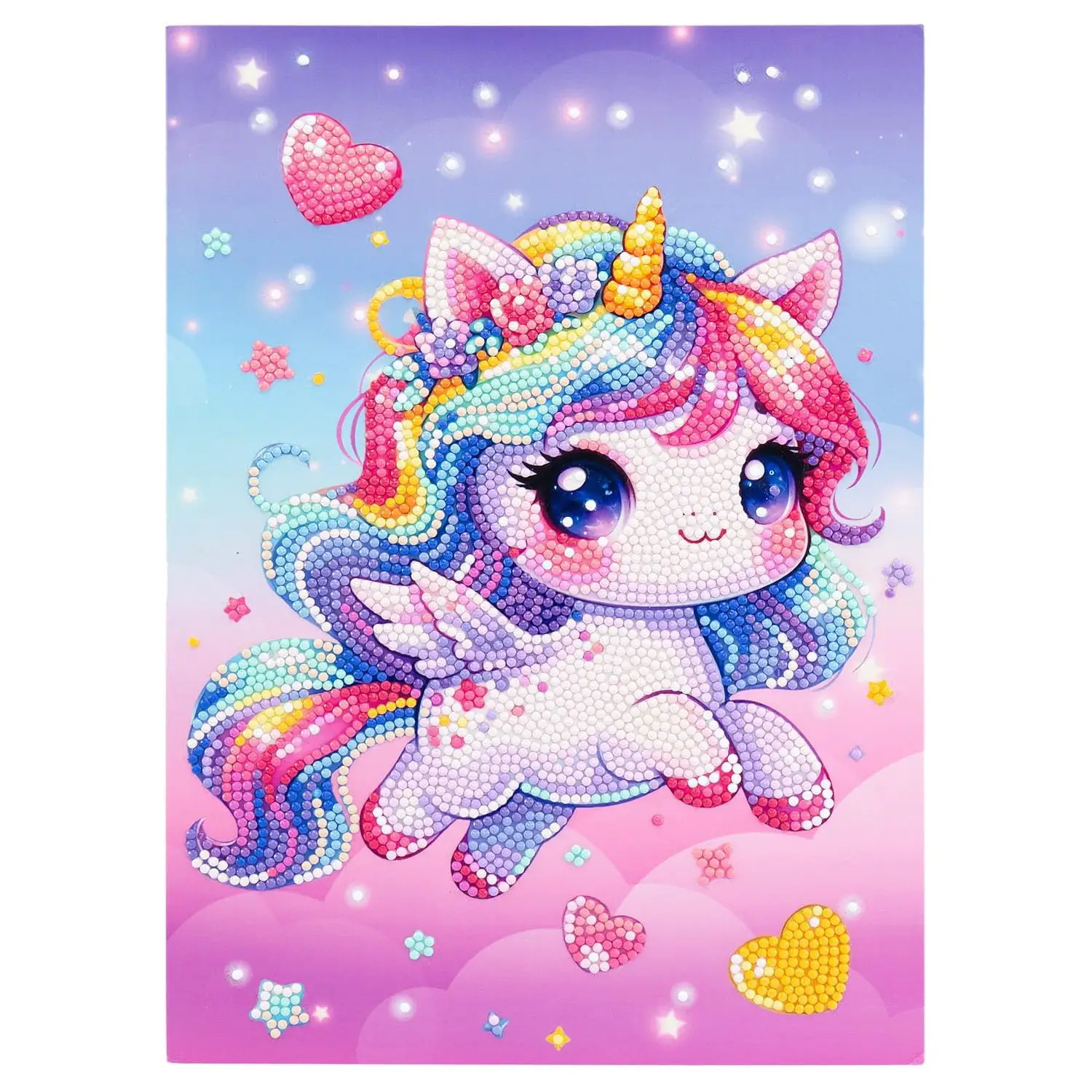 Quadro Crystal Art Kawaii Unicorno con Ali e Fiori Diamantiny - creatività