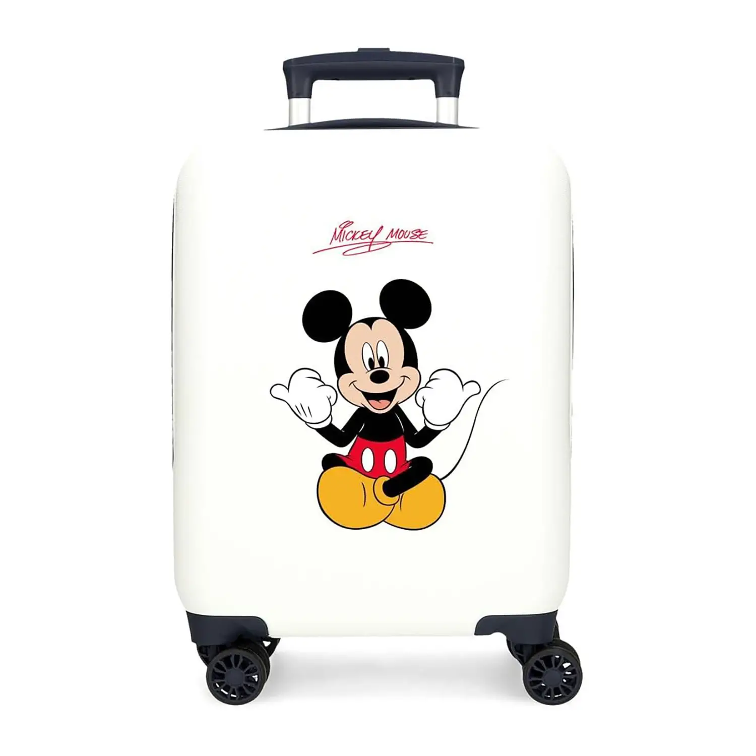 Valigia Mickey Cheerful 50cm ABS Bianca 4 Ruote Bimbo -