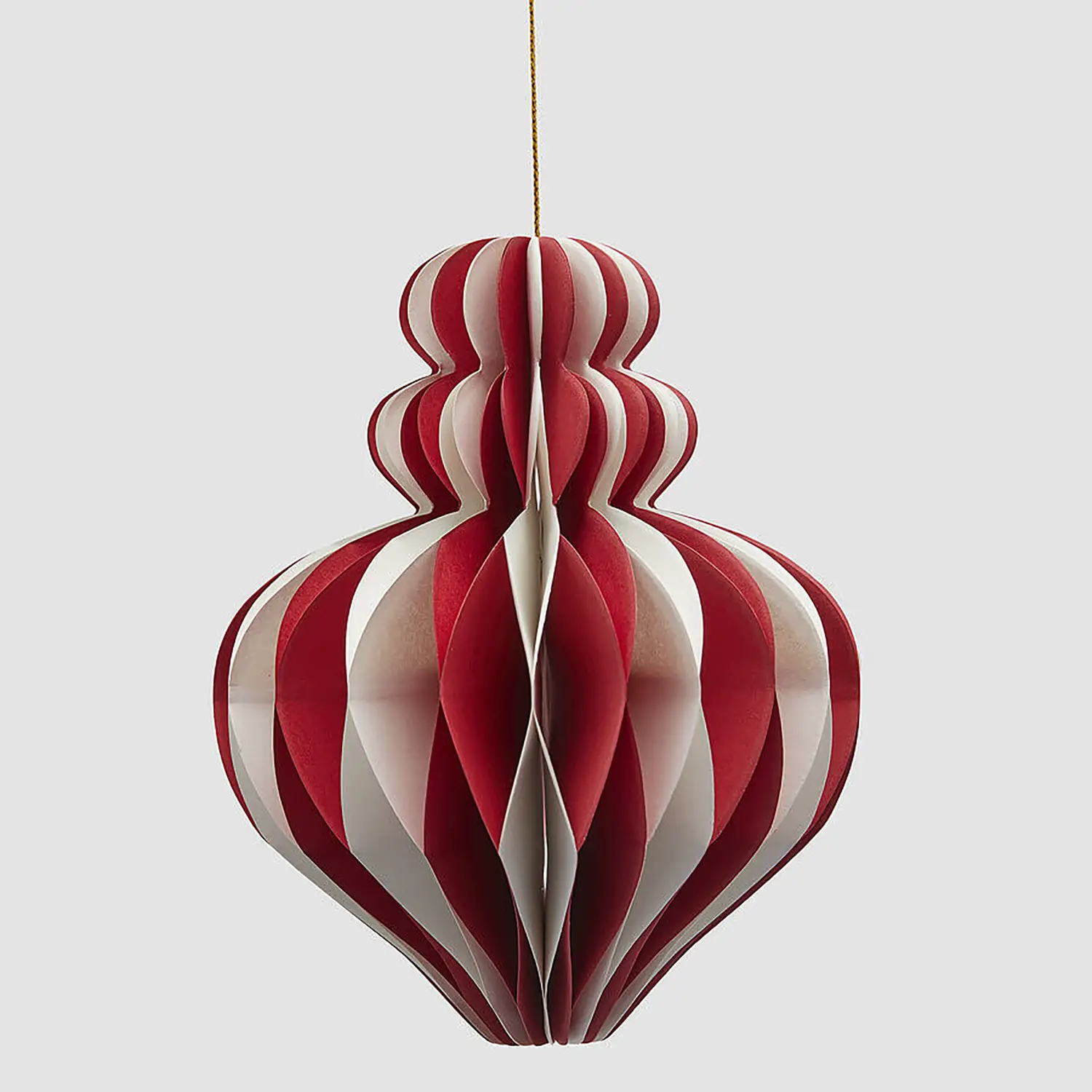 Natale Addobbo Trottola Origami H.15 D.12 C5 White Red - addobbi albero