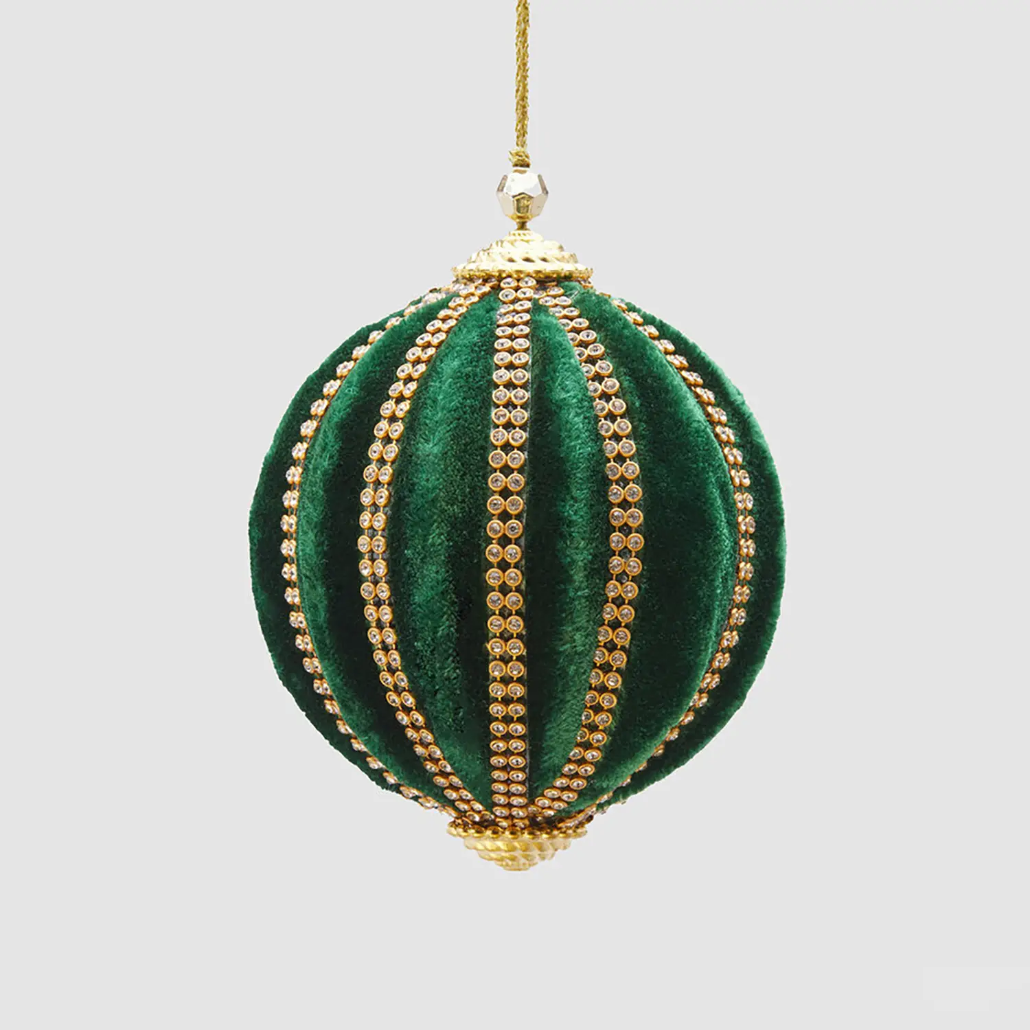 Palla di Natale Velluto Verde con Brillantini Ø10 cm EDG - addobbi albero