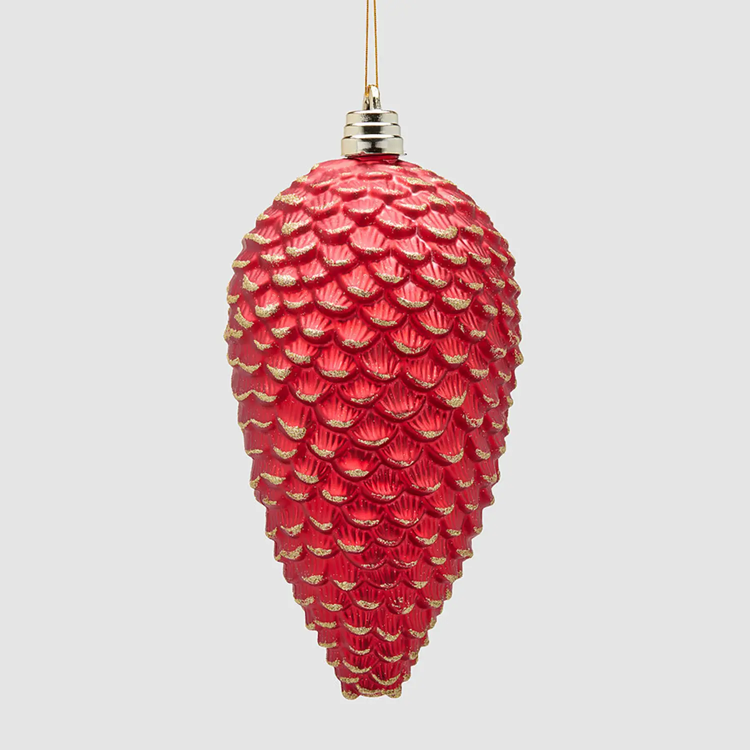 Addobbo Natalizio Pigna Rossa 25cm Scintillante EDG - addobbi albero