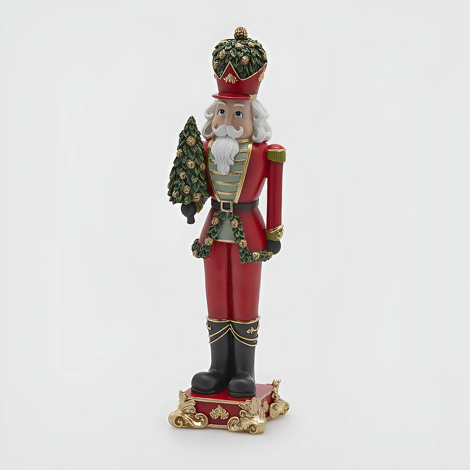 Soldatino Schiaccianoci con Abete H41cm Verde Rosso EDG - schiaccianoci