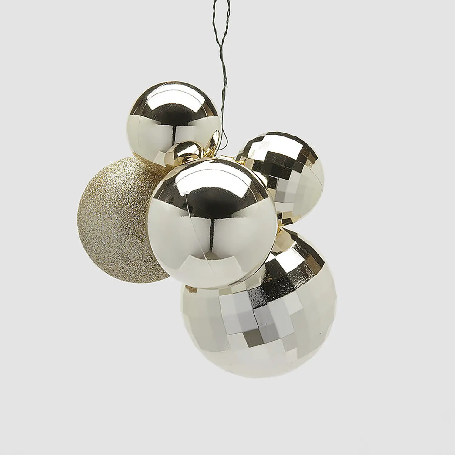 Grappolo Palline Natalizie MirrorMix 5pz Champagne EDG - addobbi albero
