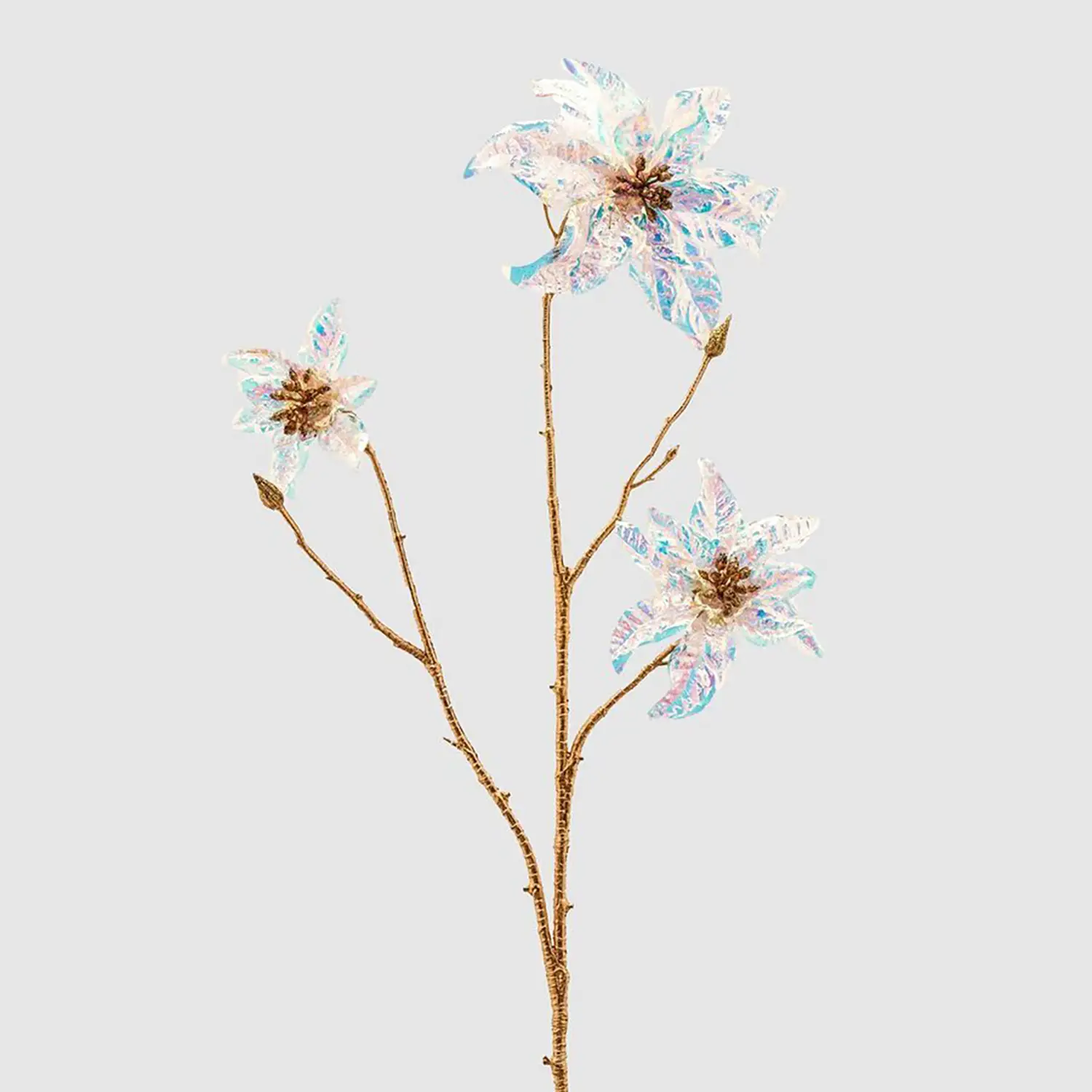 Stella di Natale Rex Reflex con 3 Fiori H70 cm – Oro EDG Enzo De Gasperi - fiori e ghirlande