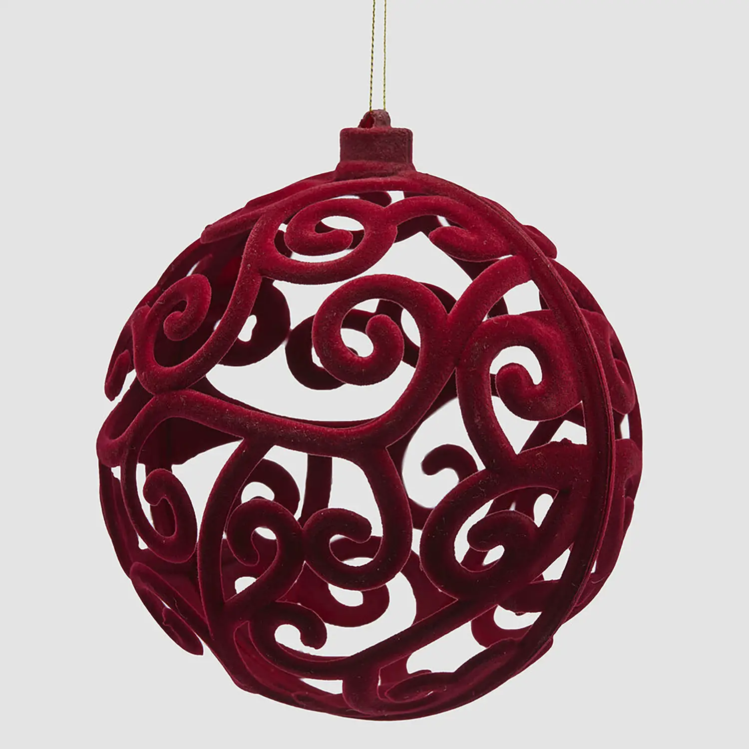 Palla di Natale Velvet Ø15cm Burgundy Intagliata Elegante - addobbi albero
