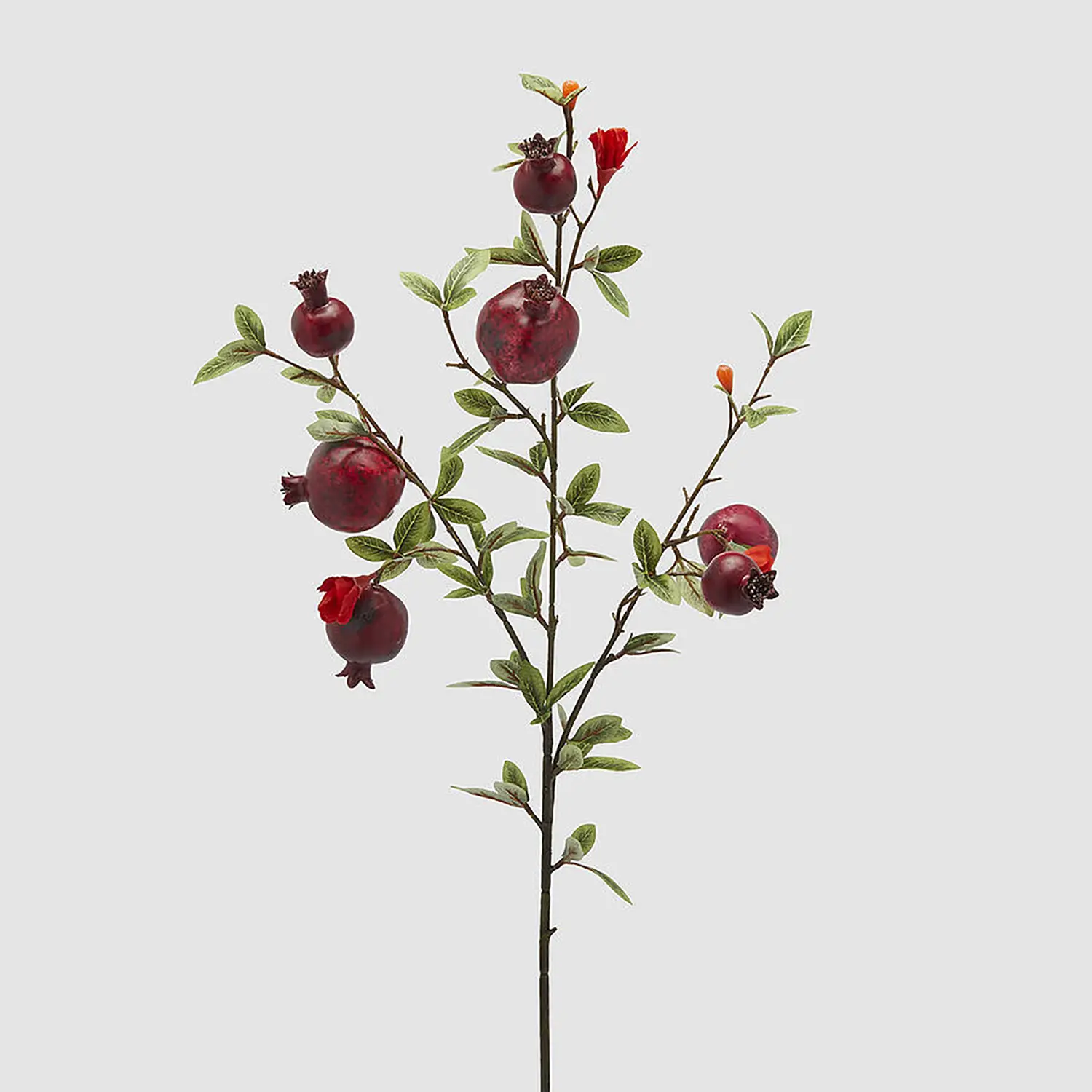 Ramo Decorativo Natalizio Melograno con Foglie Burgundy H76 - fiori e ghirlande
