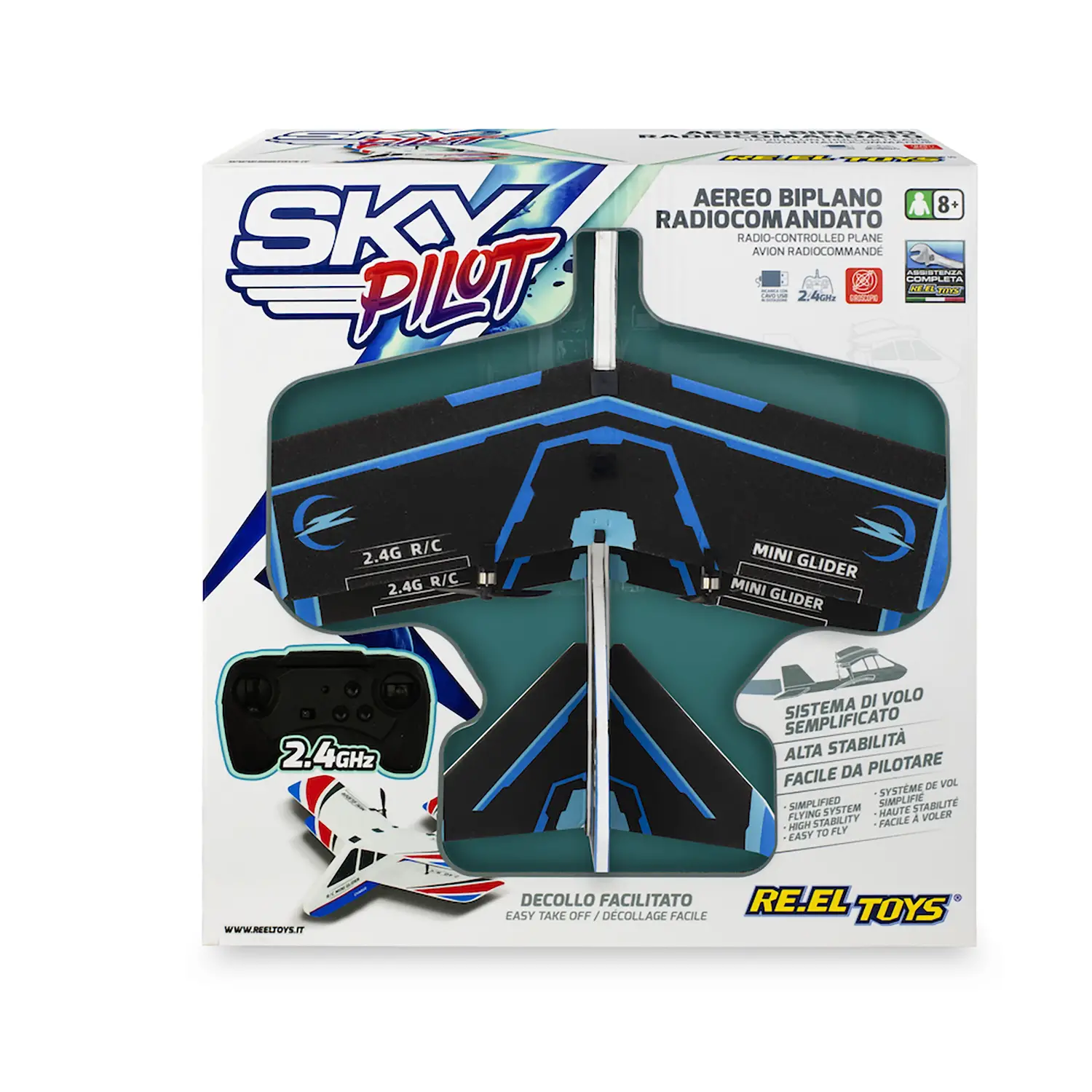Aereo Radiocomandato Sky Pilot Black 2.4GHz con Decollo da Terra o Mano - radiocomandi