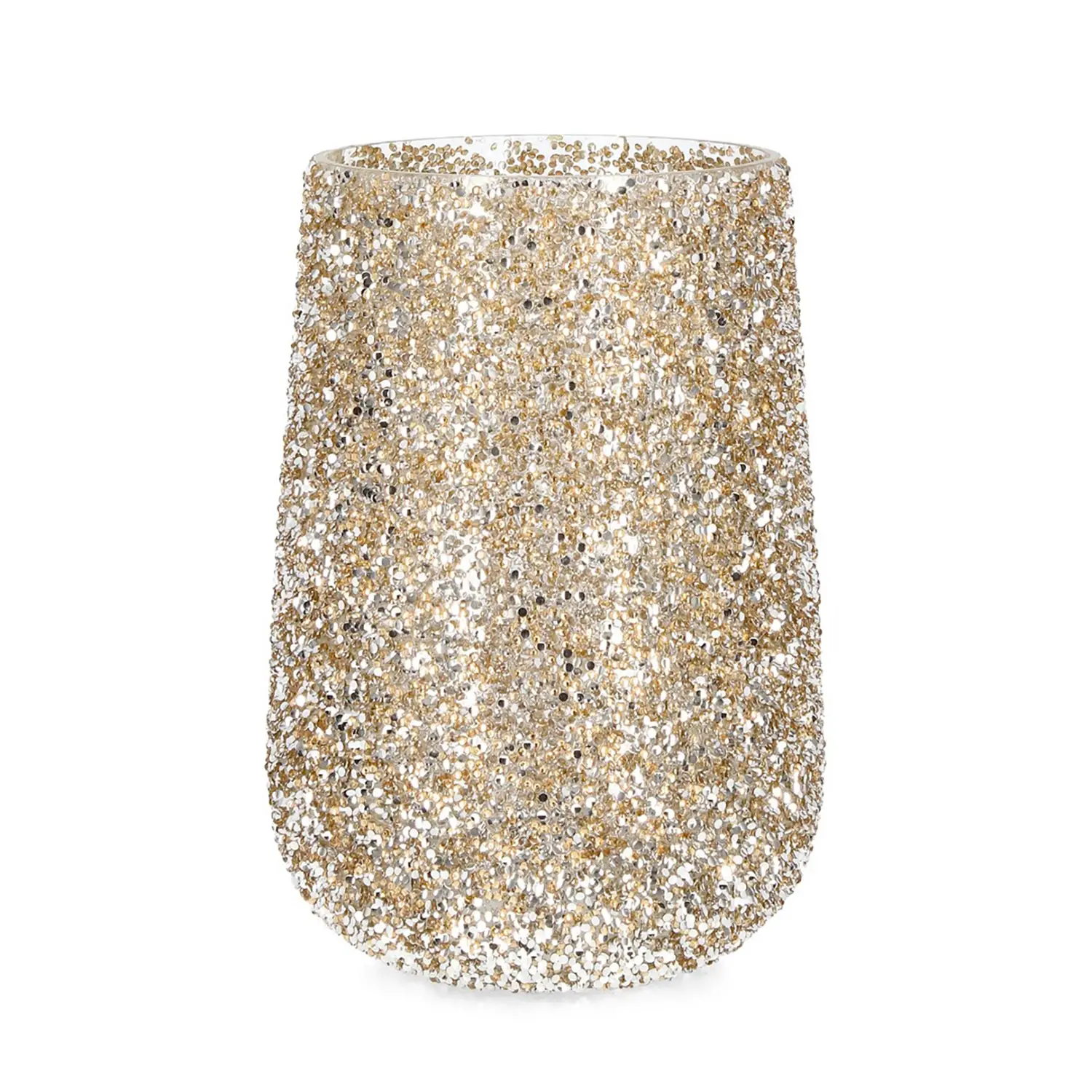 Portacandela Natalizio in Vetro Brillant Elegante 27 cm Oro - addobbi casa