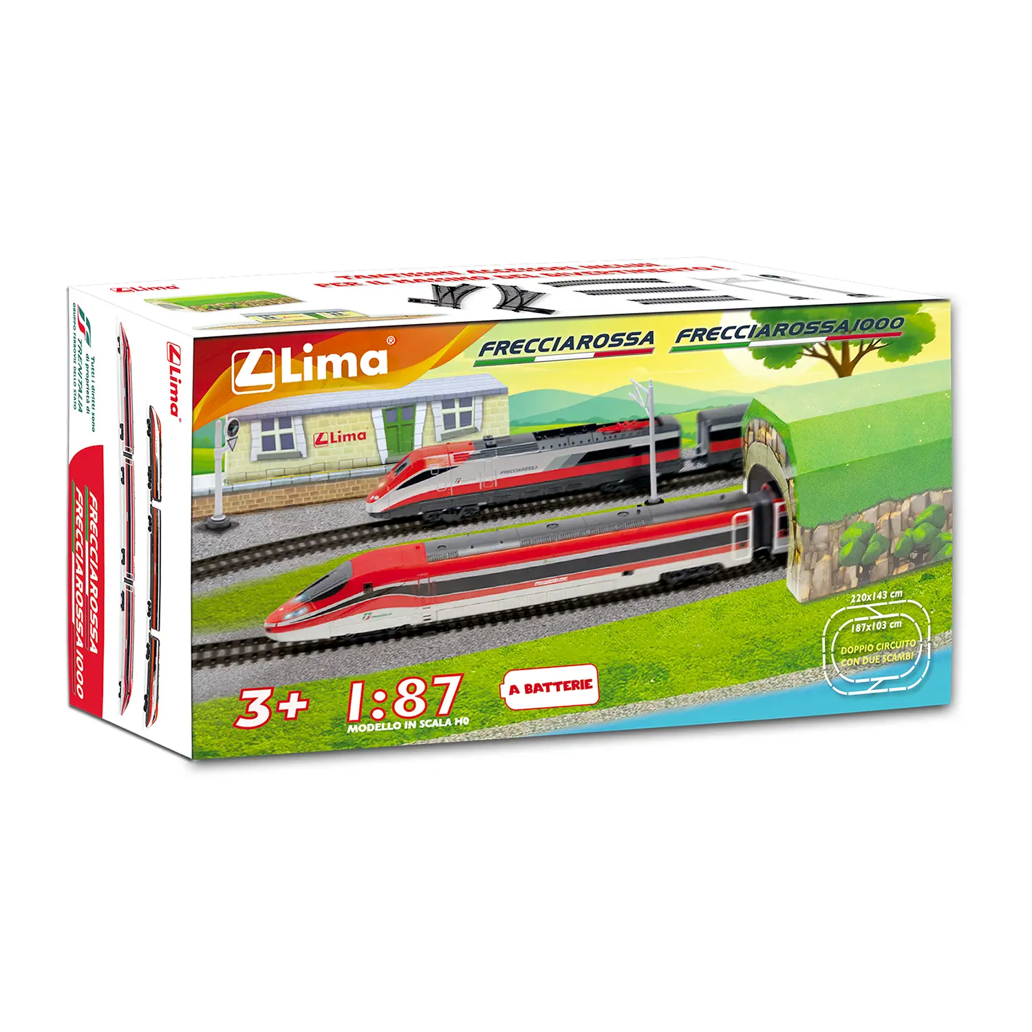 Treno Set Frecciarossa ETR500 + Frecciarossa ETR1000 - Veicoli, garage e piste