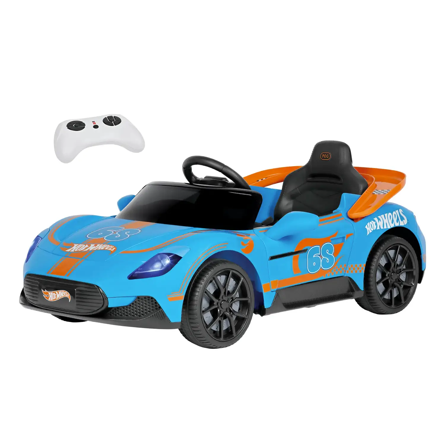 Auto Elettrica di Hot Wheels 12V con Sedile in Similpelle, Luci LED, Portiere Apribili - auto