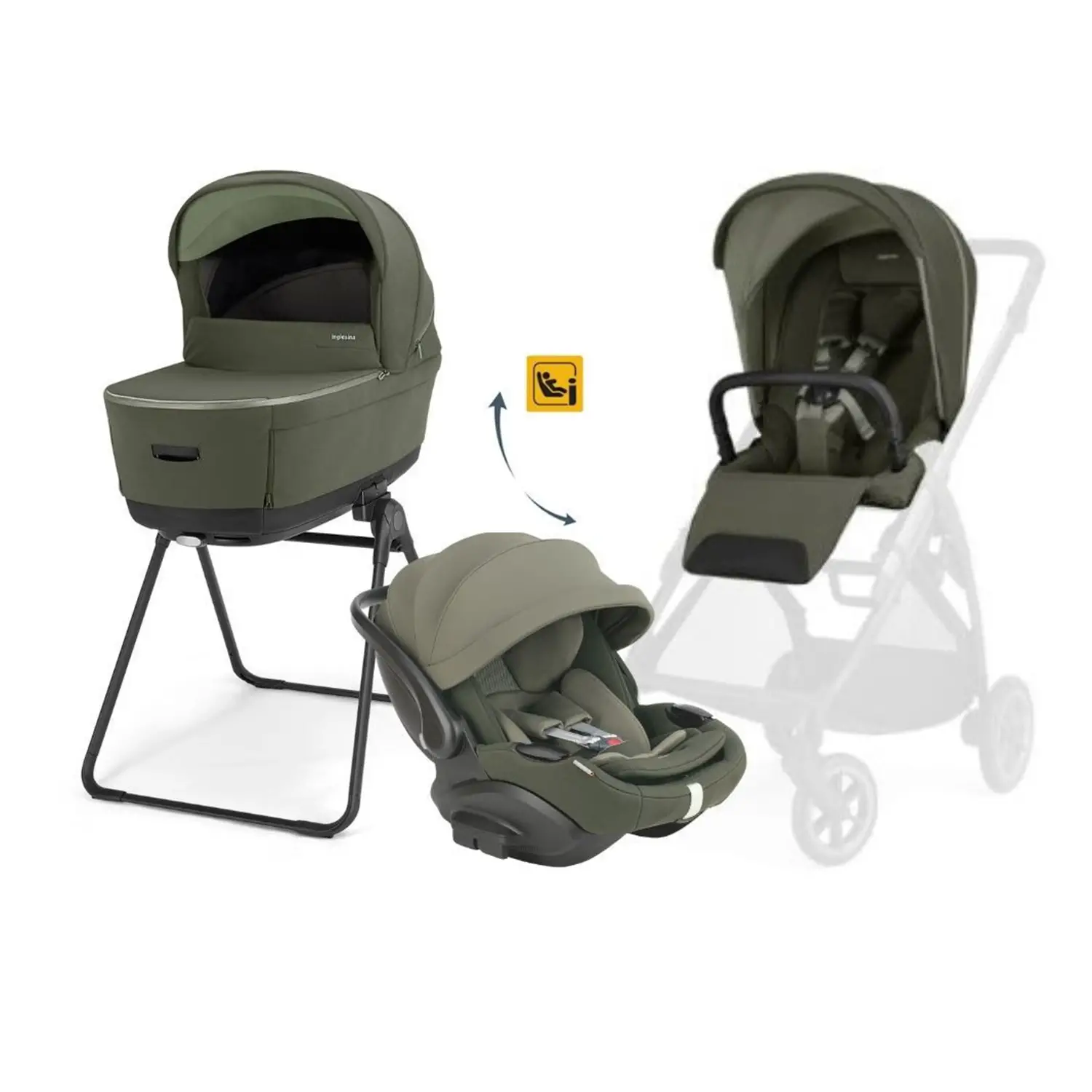 Electa System Quattro con Ovetto Drw-Evo Reclinabile Loft Green (Telaio escluso) - trio e modulari