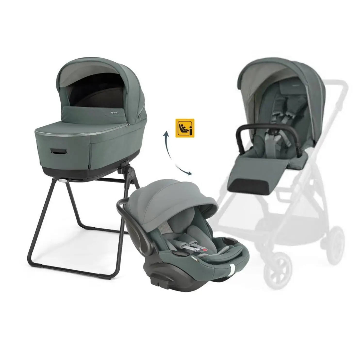 Electa System Quattro con Ovetto Drw-Evo Reclinabile Studio Grey (Telaio escluso) - trio e modulari