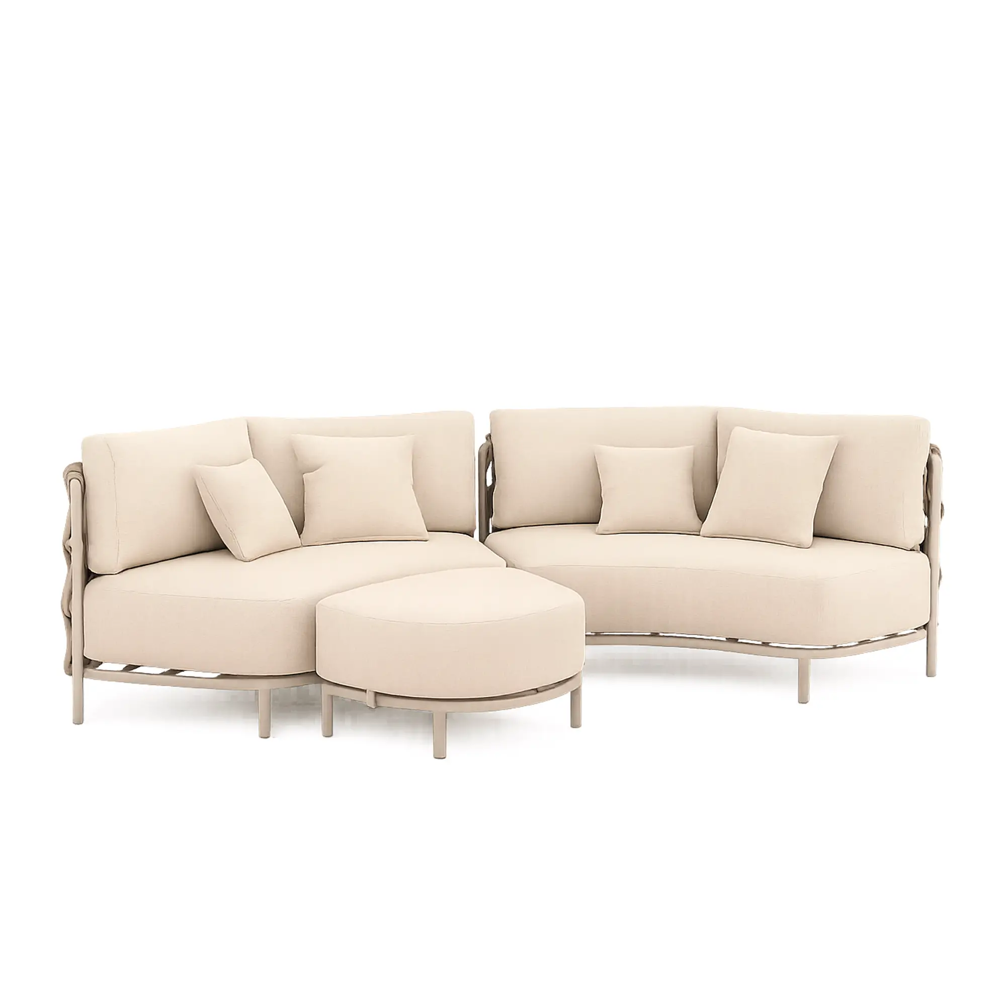 Salotto da Giardino Laguna in Alluminio e Corda Intrecciata con Cuscini - set e salotti