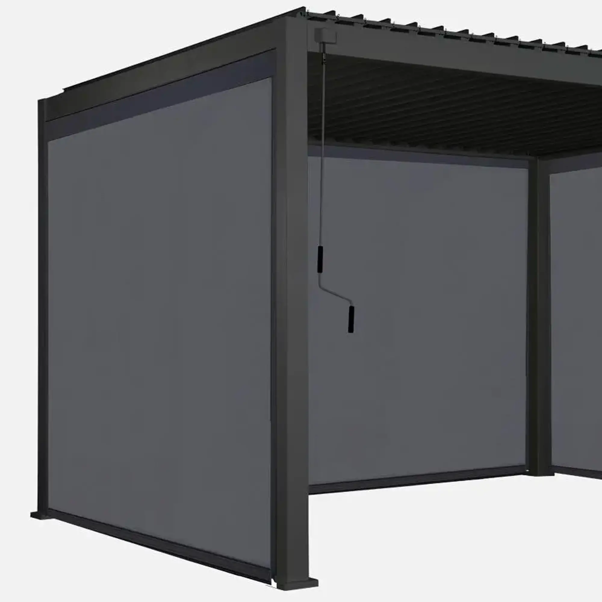 Tenda Oscurante Laterale in Textilene a Rullo da 3 Metri per Pergola Bioclimatica, Grigio - gazebi in ferro