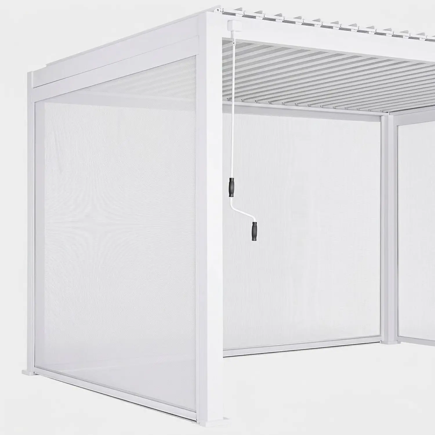 Tenda Oscurante Laterale in Textilene a Rullo da 3 Metri per Pergola Bioclimatica, Bianco - gazebi in ferro