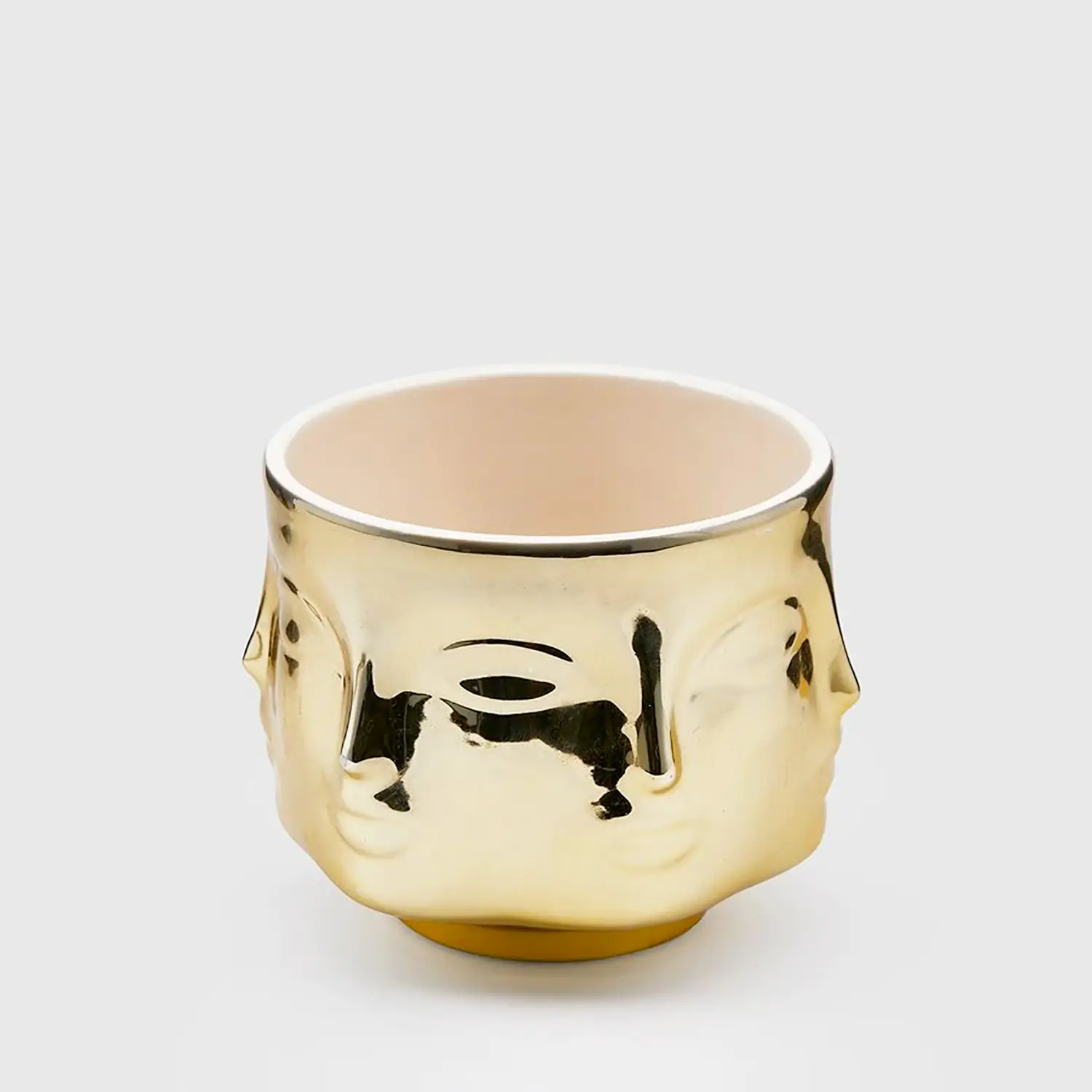 Vaso Facce Deity In Ceramica Dorato - oggetti decorativi