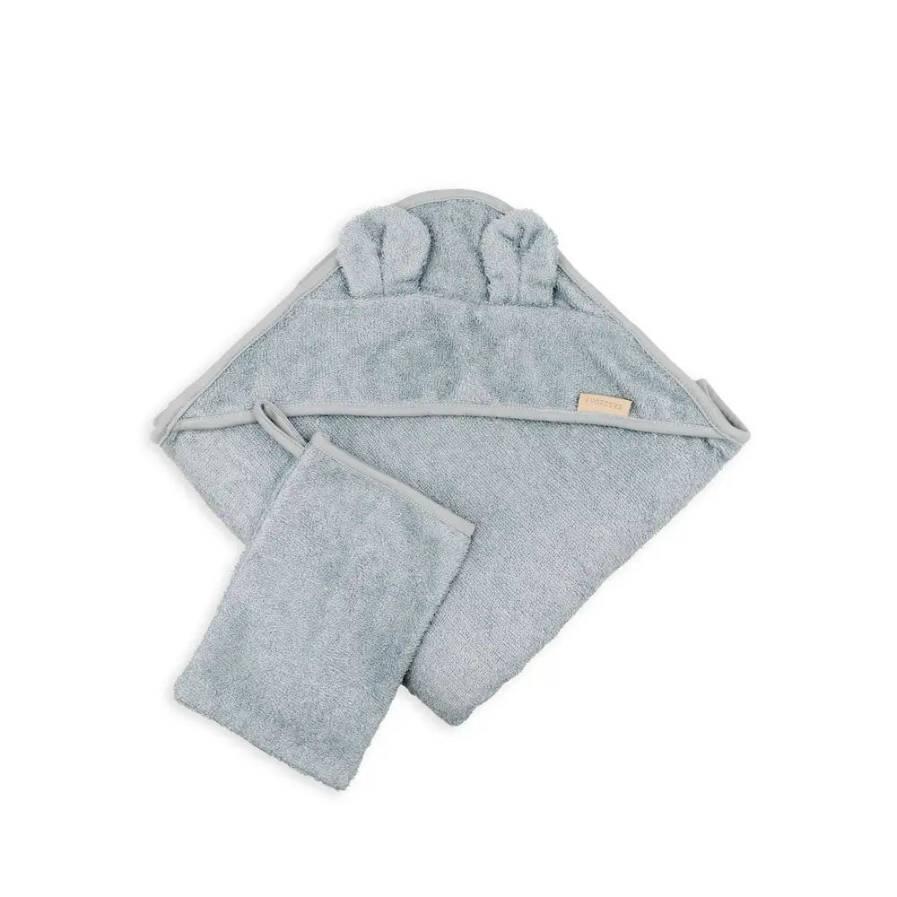 Asciugamano Neonato Bamboom Con Orecchie-Guanto e Cappuccio 75x75 warm Ocean - accappatoi