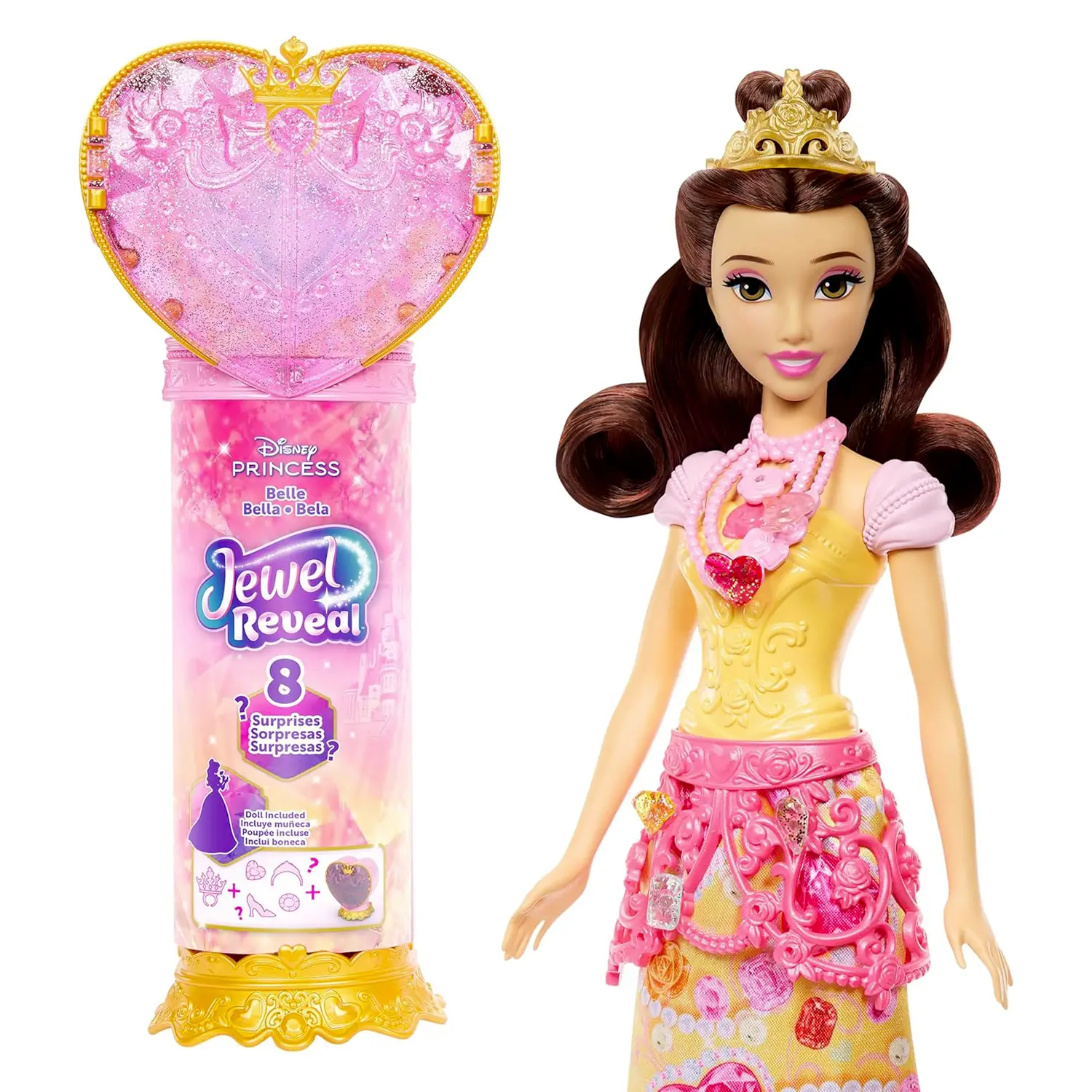 Disney Princess - Bambola Belle Jewel Reveal Con Sorprese - collezionabili bambina