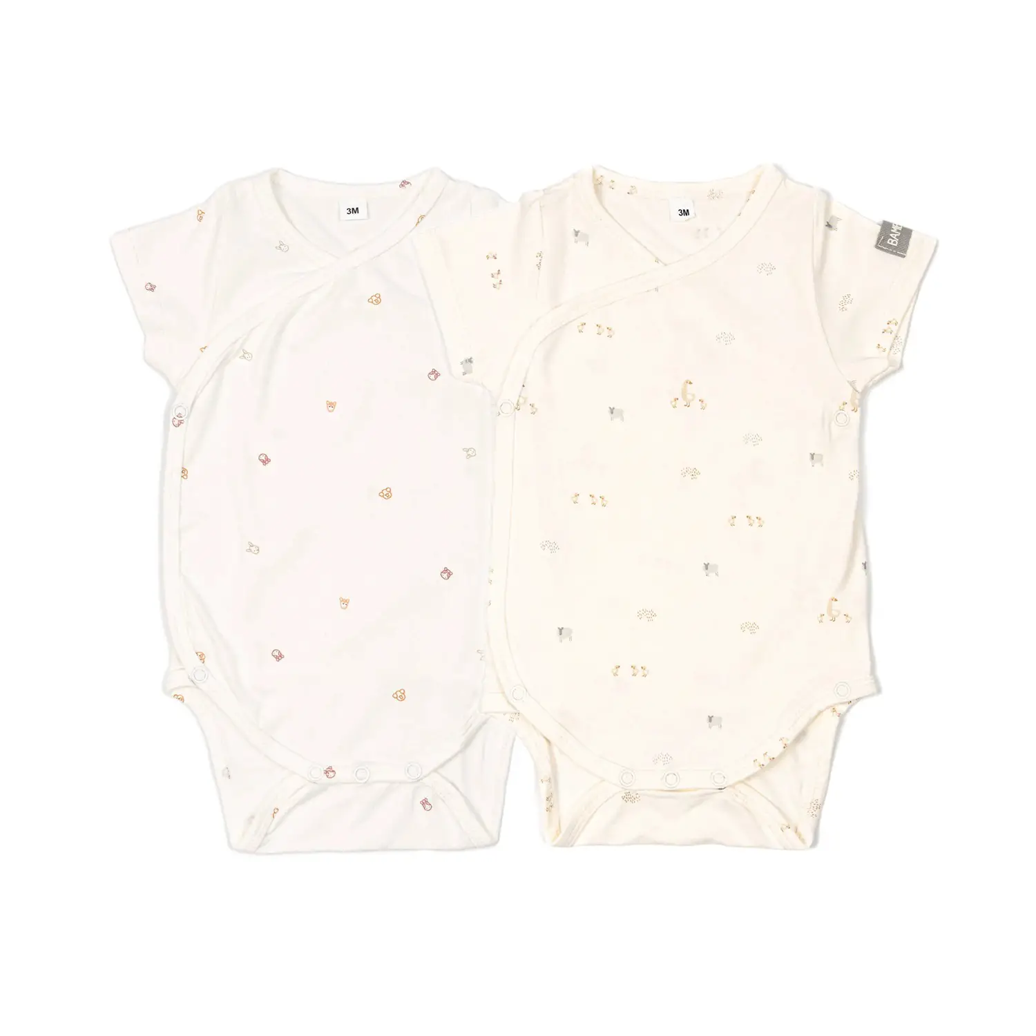 Body Maniche Corte Print Animals Mix - Taglia 0-1 Mese- 2 Pezzi Rosa e Bianco - intimo neonato