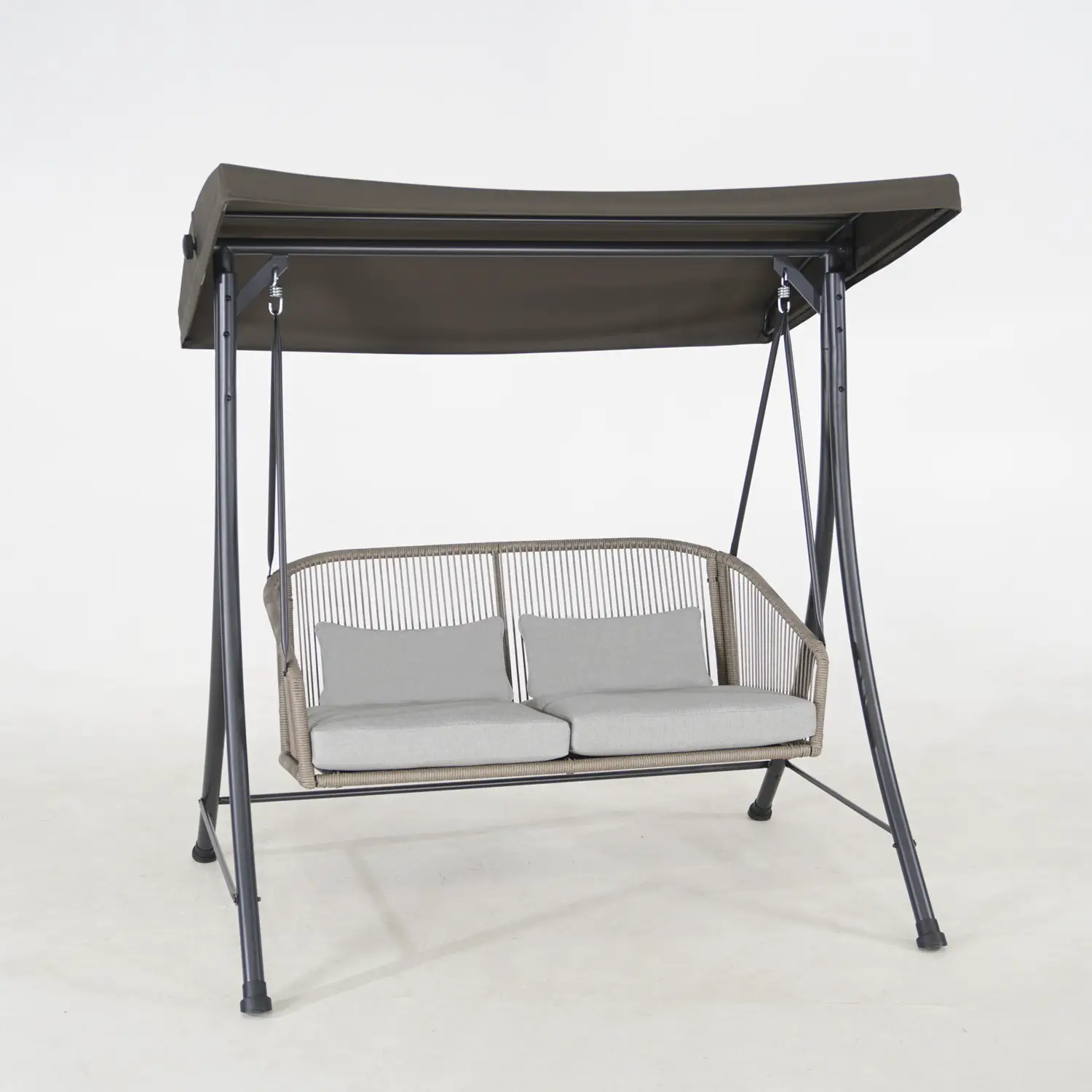 Dondolo Saoma 2 Posti Brown con Tettuccio Parasole – Relax e Comfort per Due Persone - amache e dondoli