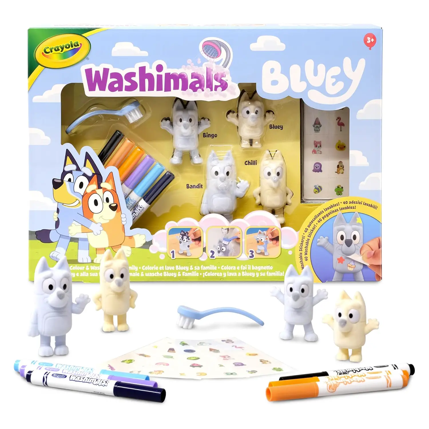 Washimals Pets - Set Con Adesivi Lavabili Bluey - creatività