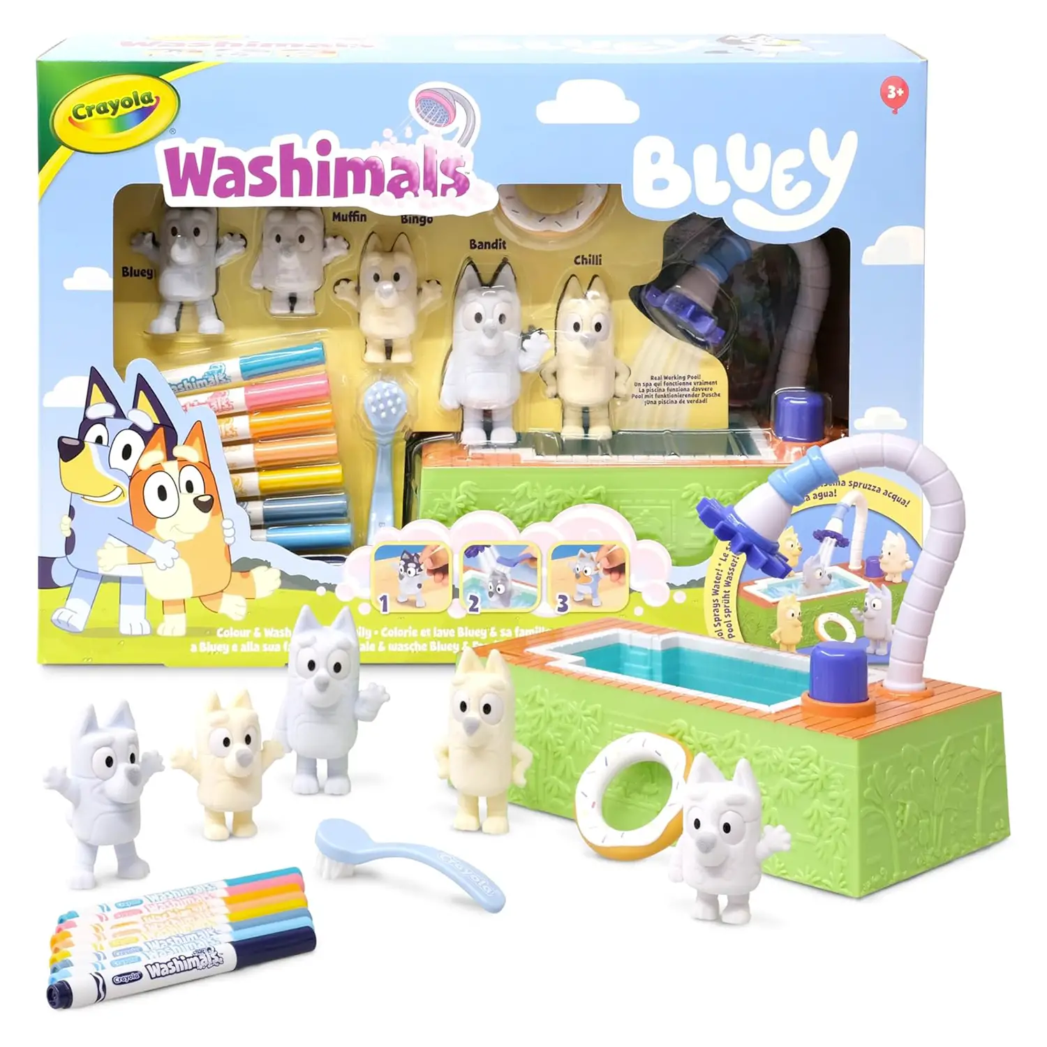 Washimals Pets - Set Attività In Piscina 5 Cuccioli Bluey - creatività
