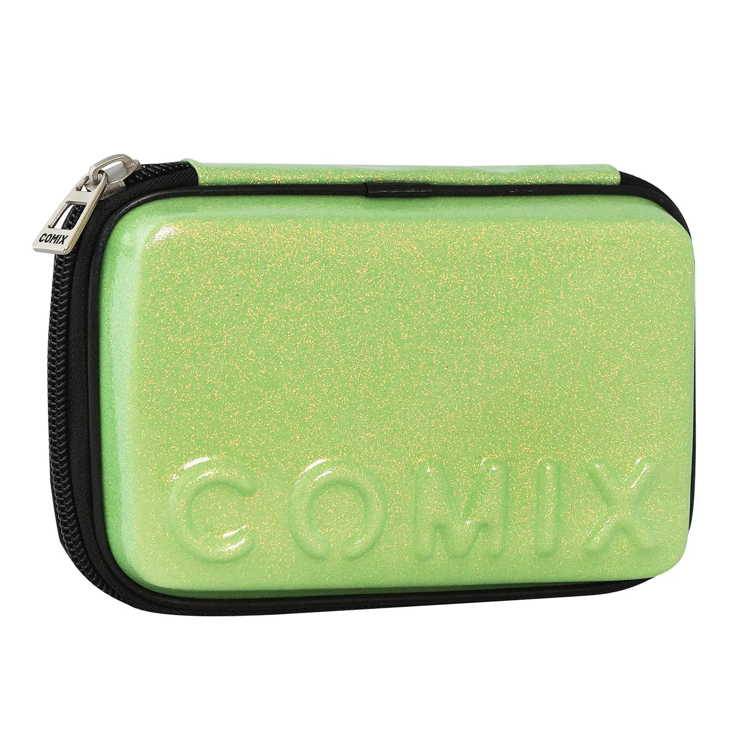 Astuccio Scuola Corredo Maxi Zip Comix Glitter Verde - astucci colori