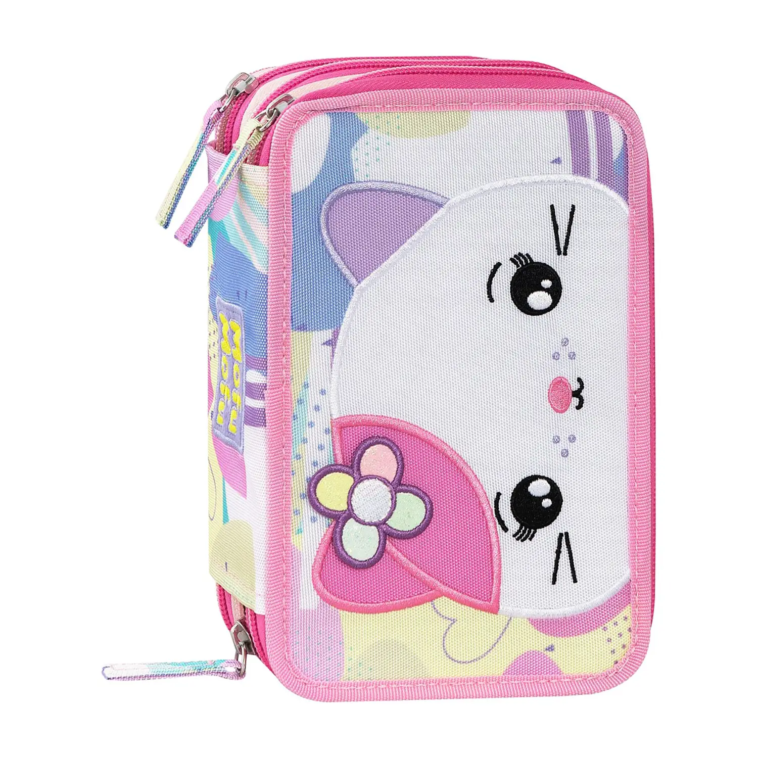 Mofu Mofu Astuccio Scuola Corredo 3 Zip Gatto - astucci colori