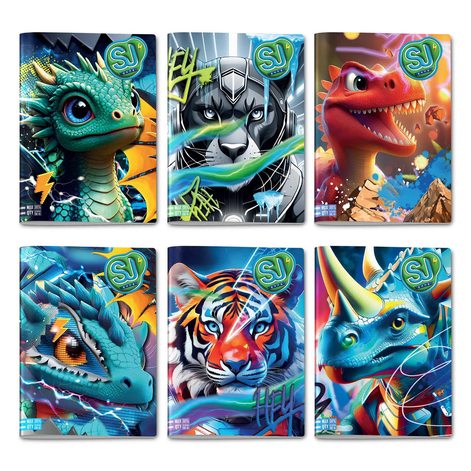 Sj Gang Animali Boy Quaderno A4 Maxi 96/100 Rigatura A - Cancelleria varia
