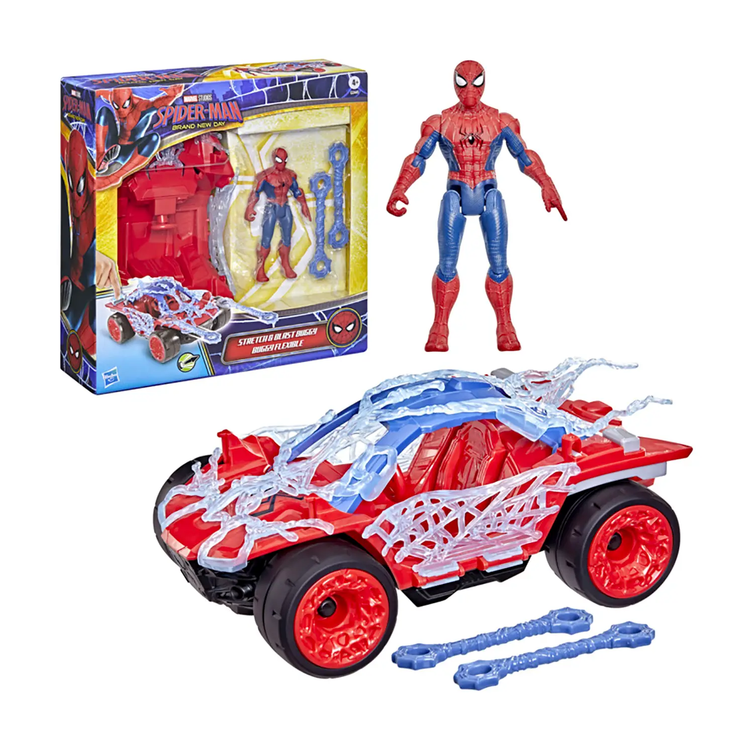 Spiderman Brand New Day Veicolo Stretch & Blast Buggy Con Personaggio - action figures ed accessori