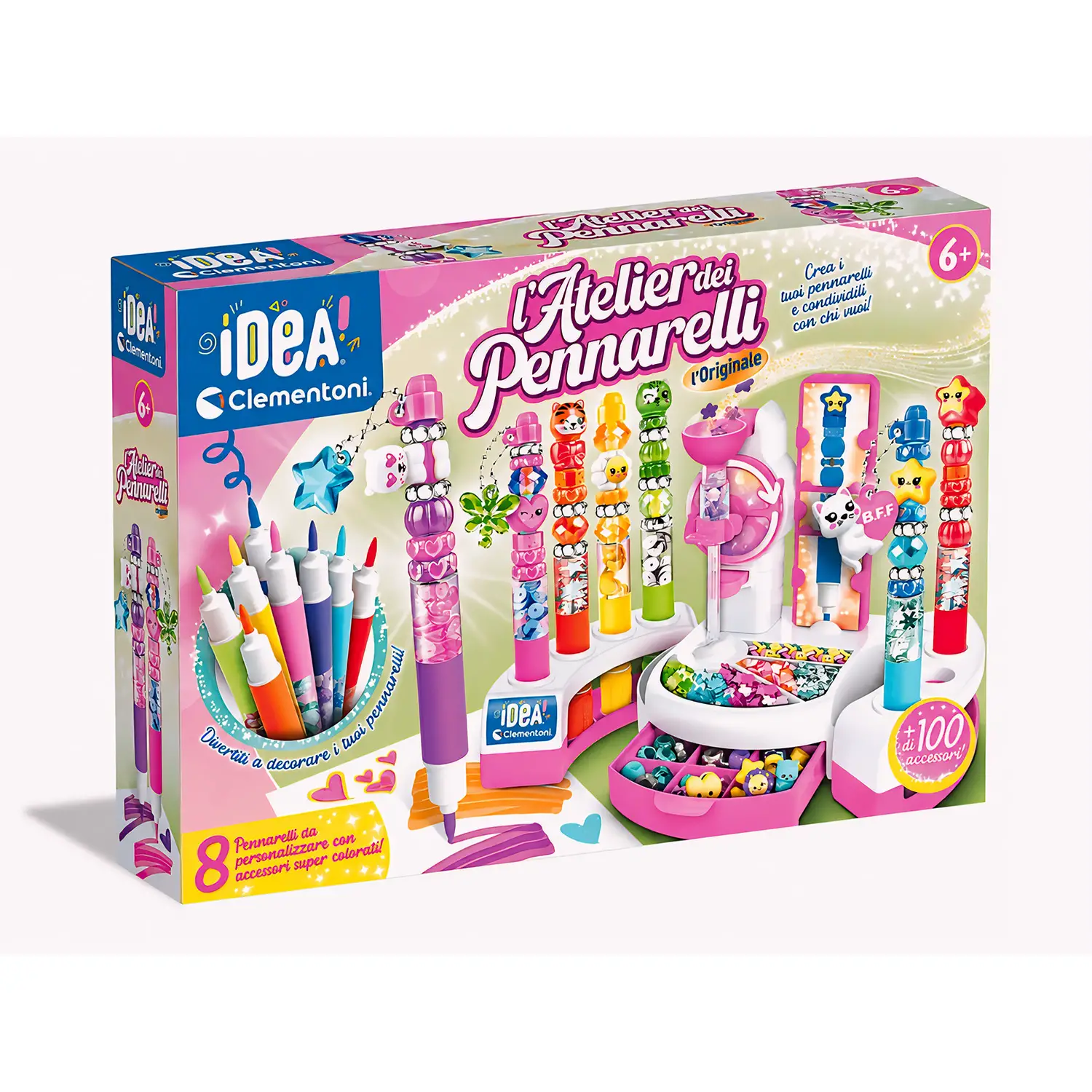 Clementoni Idea Atelier dei Pennarelli, Kit Creativo 100+ Accessori - creatività