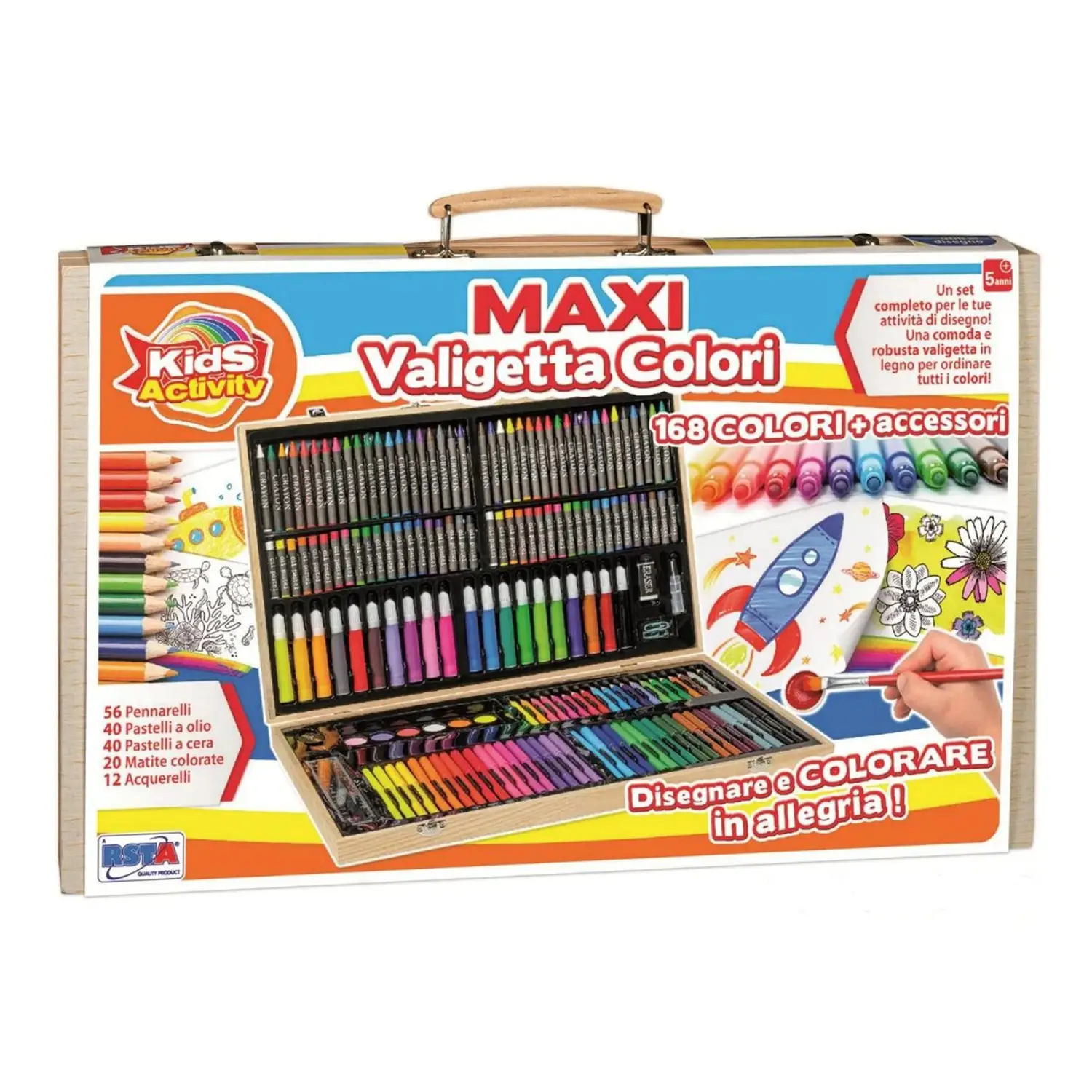 Set Maxi Valigetta Legno Colori 168 Pezzi - lavagne banchi scuola
